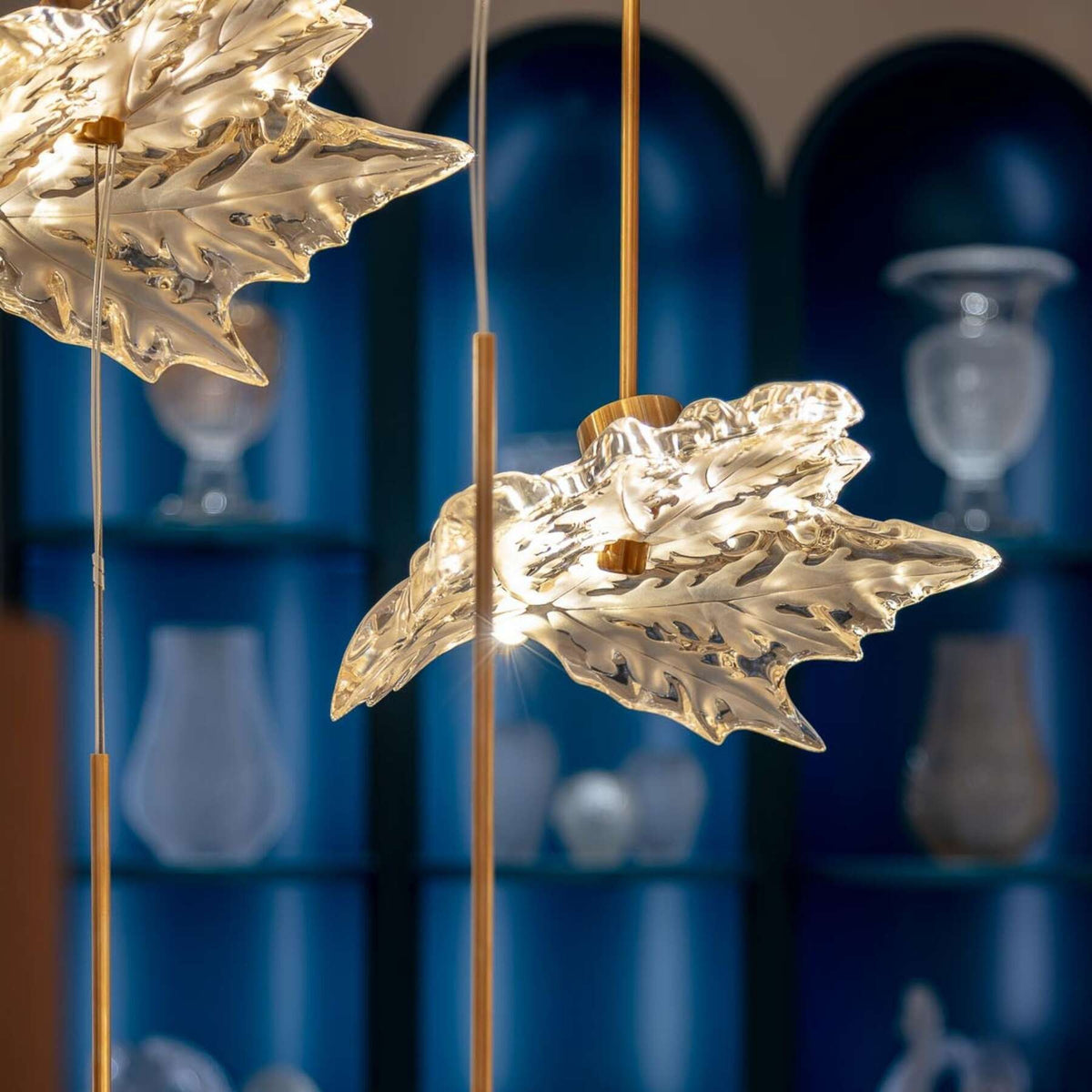 Lalique Champs-Élysées Liana, Small Size, 3 Leaves Close To Ceiling Light Fixture, alternate view