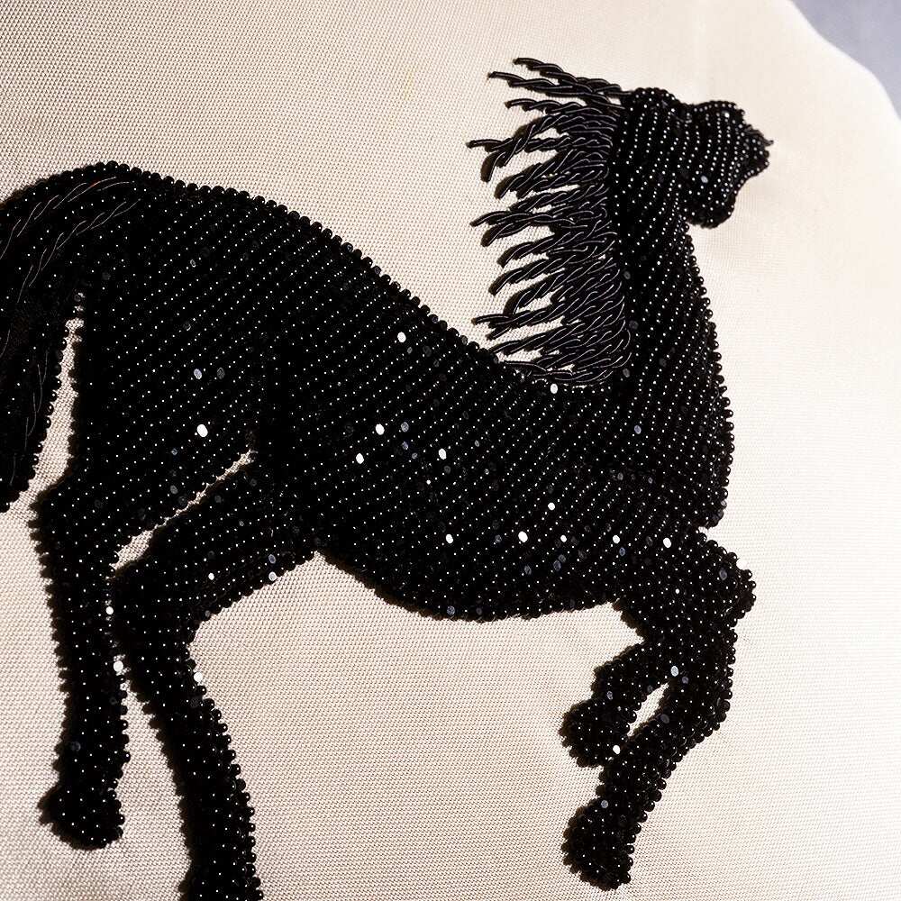Lalique Cheval Bondissant Beaded Cushion, alternate view