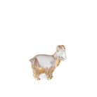 Lalique Goat Sculpture in Clear & Gold on a white background