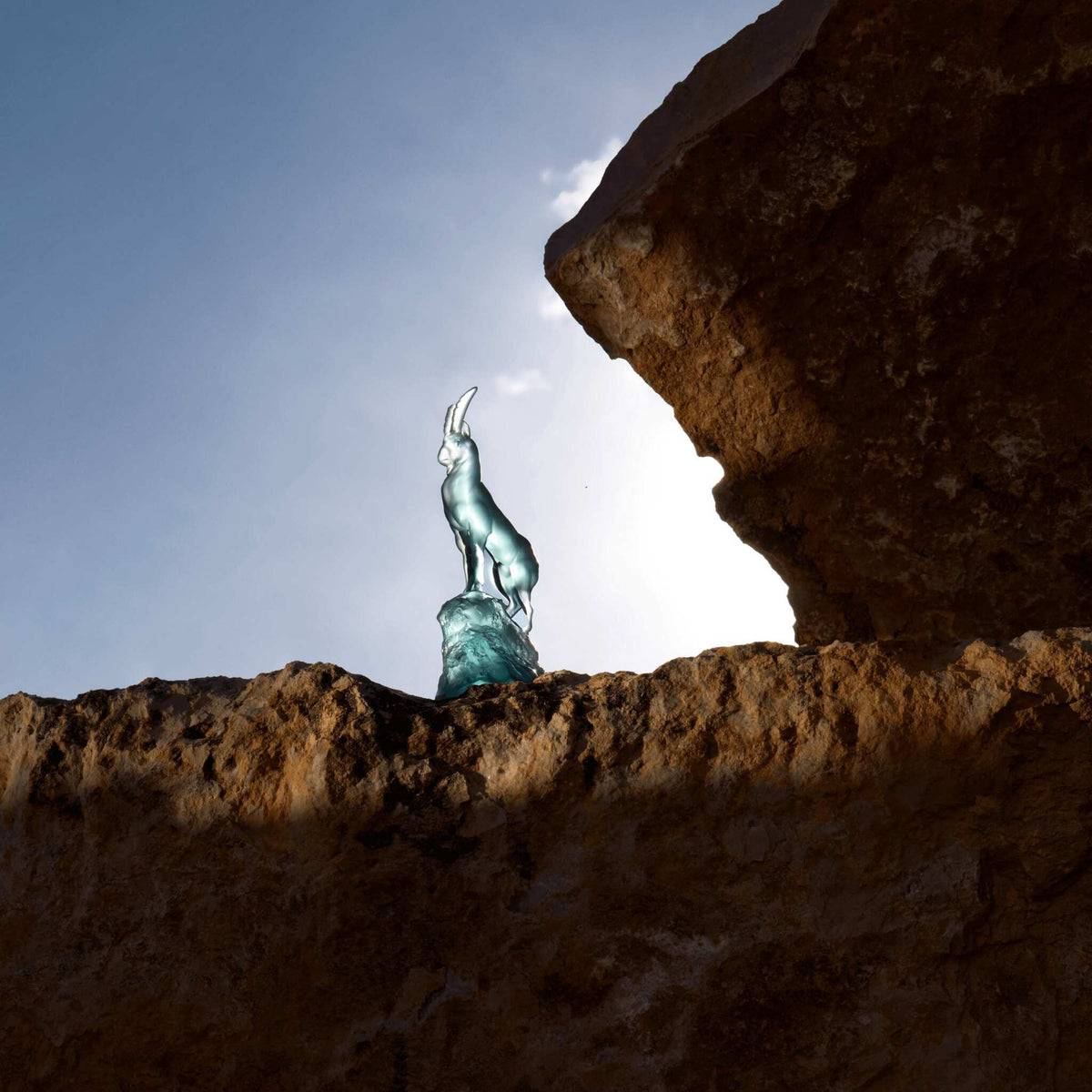 Lalique Ibex Sculpture, alternate view