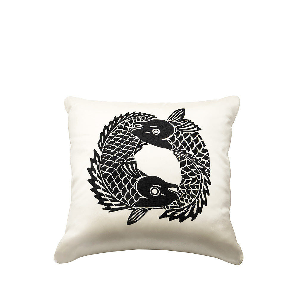 Lalique Koi Circle Embroidered Square Cushion