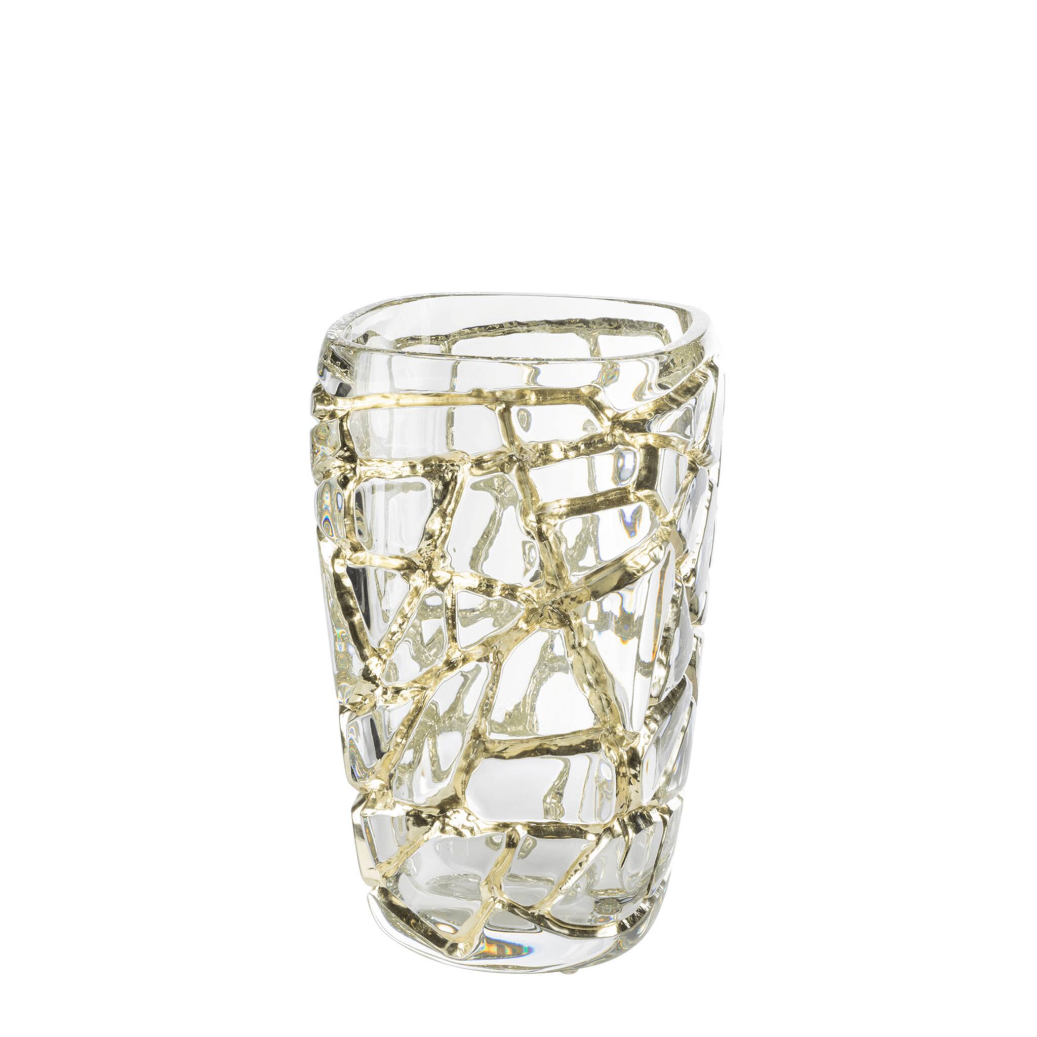 Lalique Magnitude Large Vase with White Gold Leaves