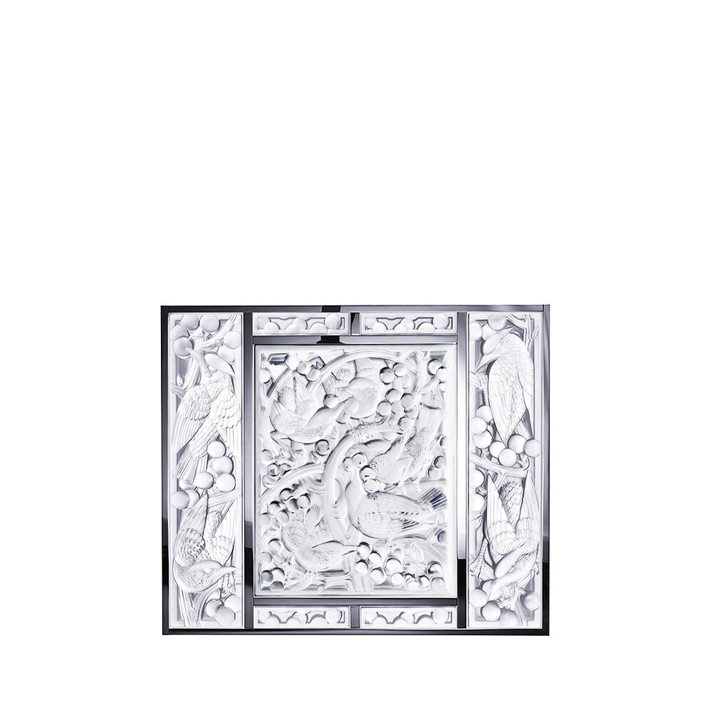 Lalique Merles Et Raisins Head Up Decorative Panel Wall Sculpture