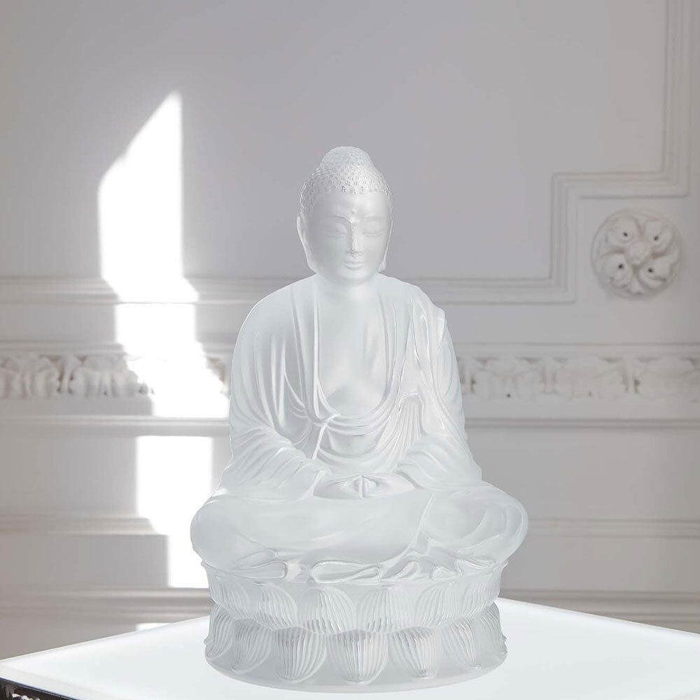 Lalique Small Buddha Sculpture, alternate view
