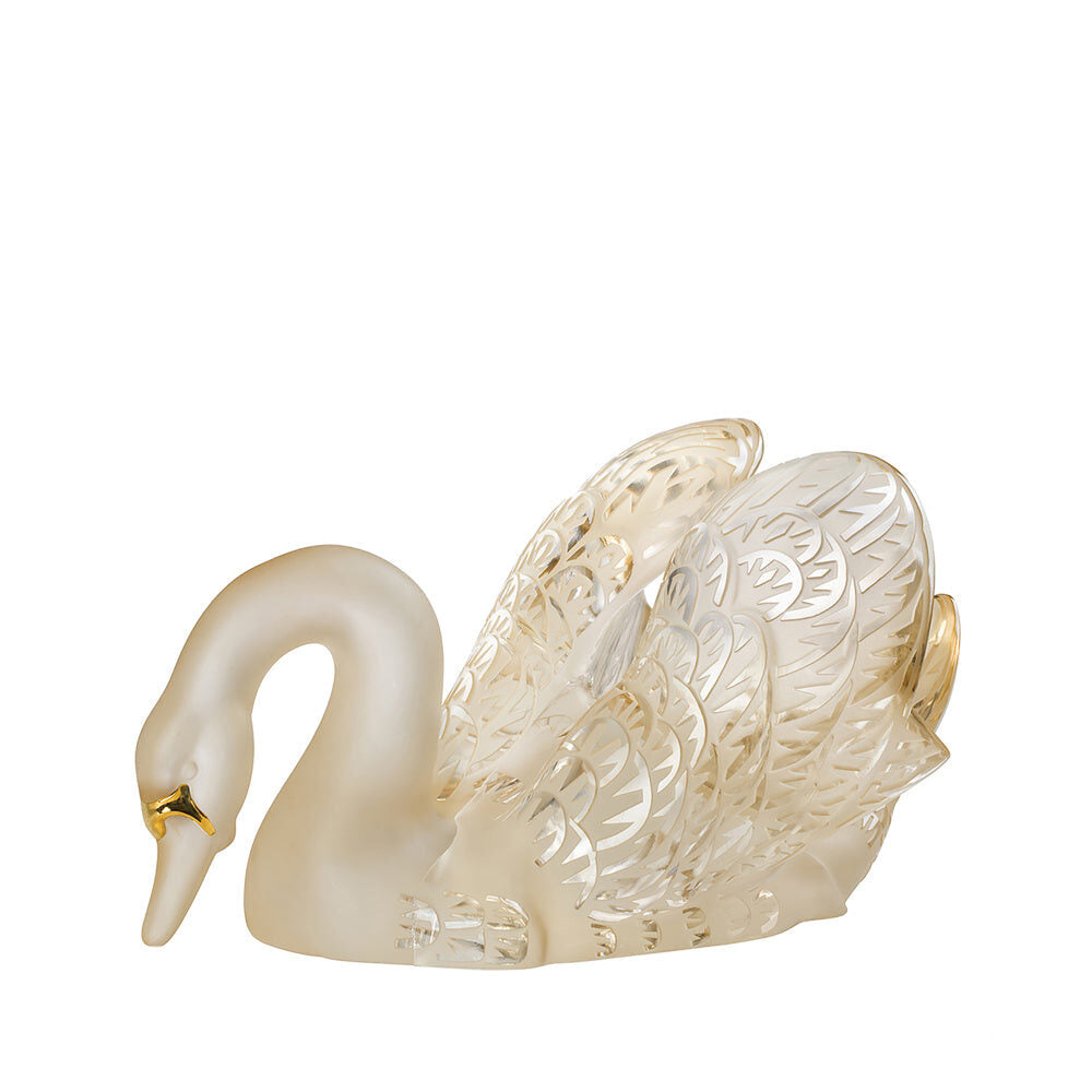 Lalique Swan Head Down Sculpture