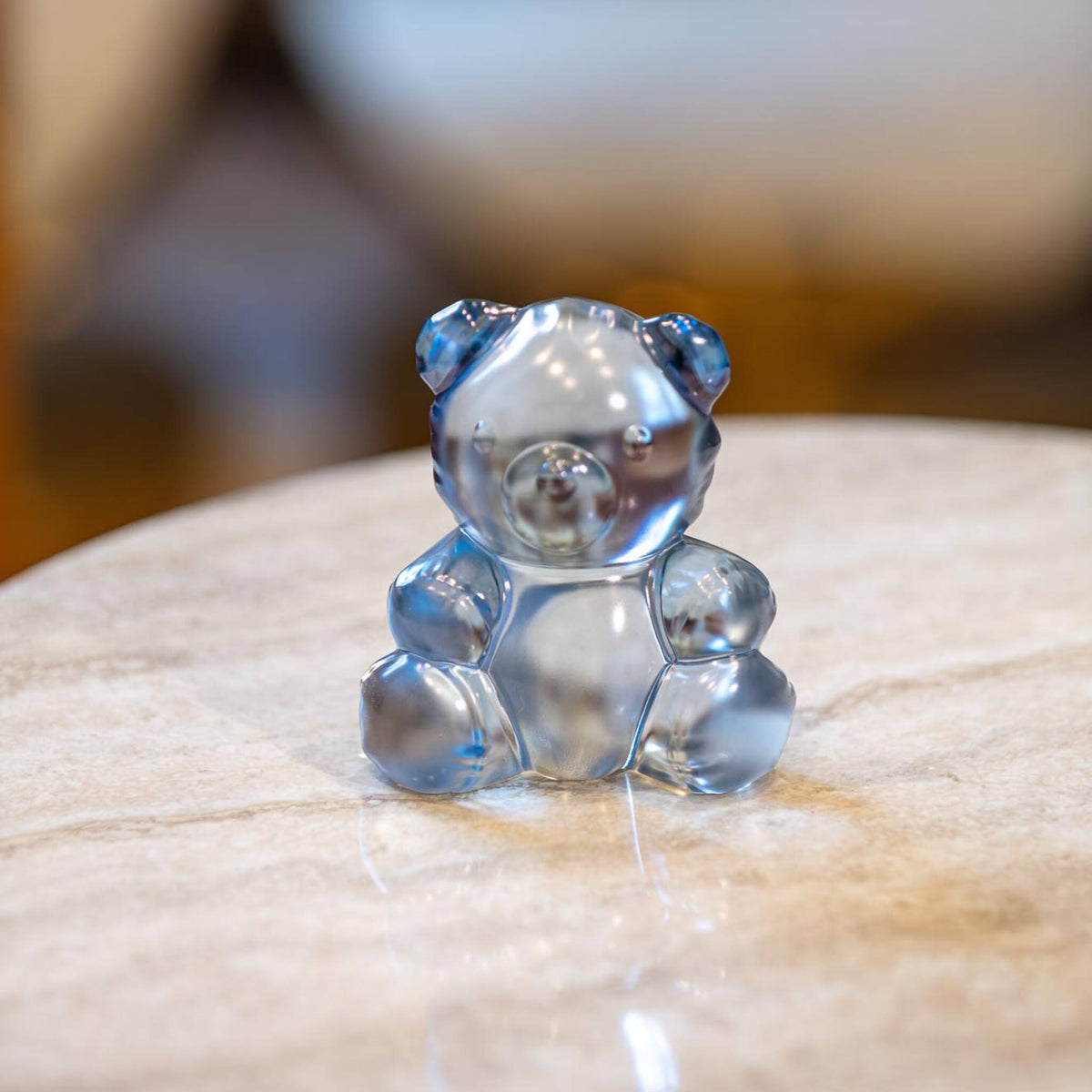 Lalique Teddy Air Small Sculpture in Blue Luster, view 2