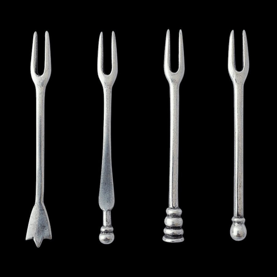 Match Pewter Assorted Olive Cocktail Forks, Set of 4