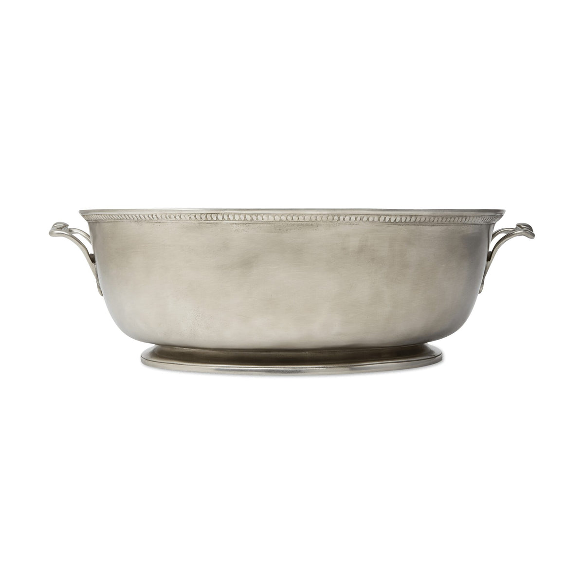 Match Pewter Beaded Footed Oval Basin Serving Bowl, alternate view