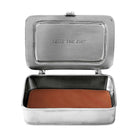 Match Pewter “Carpe Diem” Box — Small, Brown Leather Insert