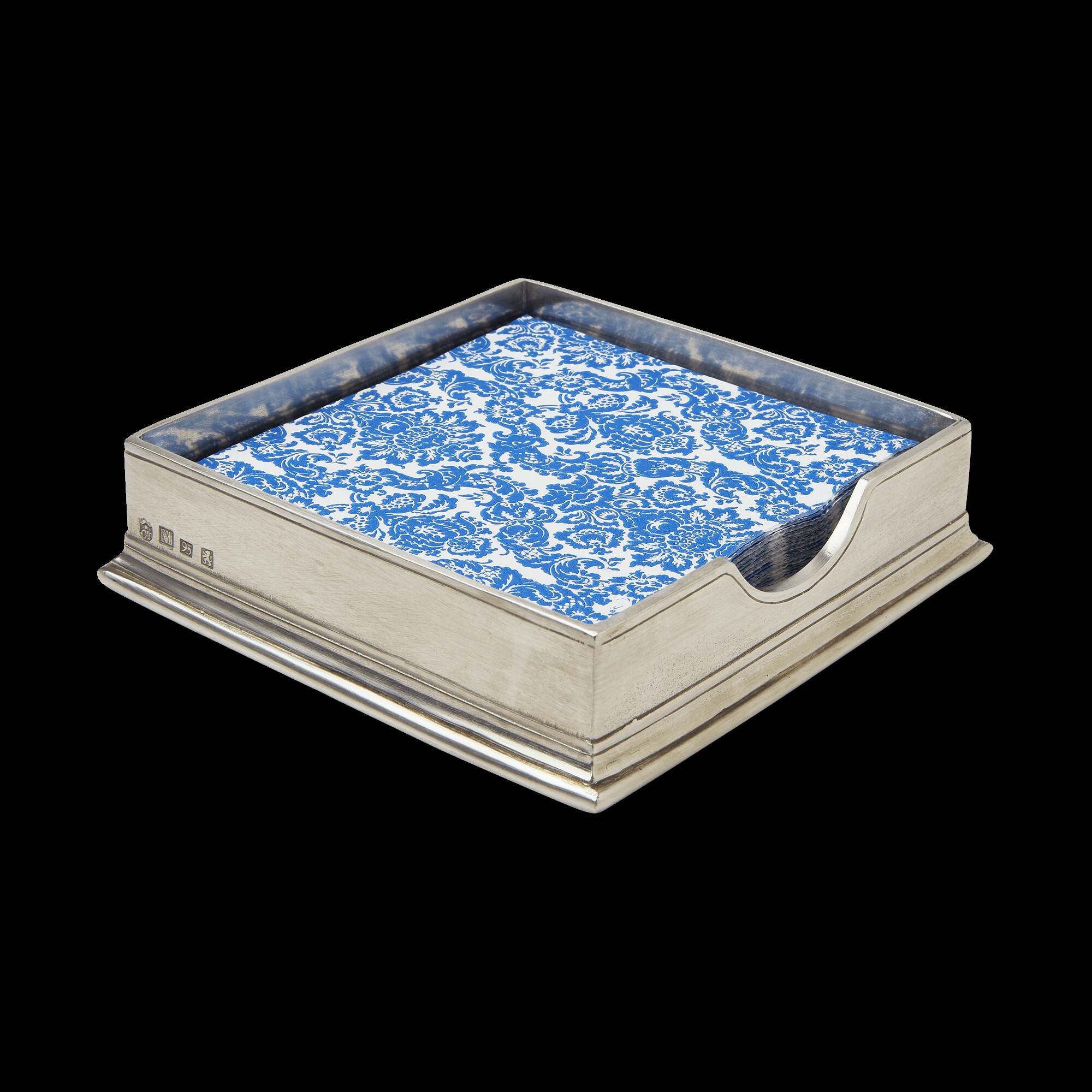 Match Pewter Cocktail Napkin Box Serveware Accessorie — w/ Feather