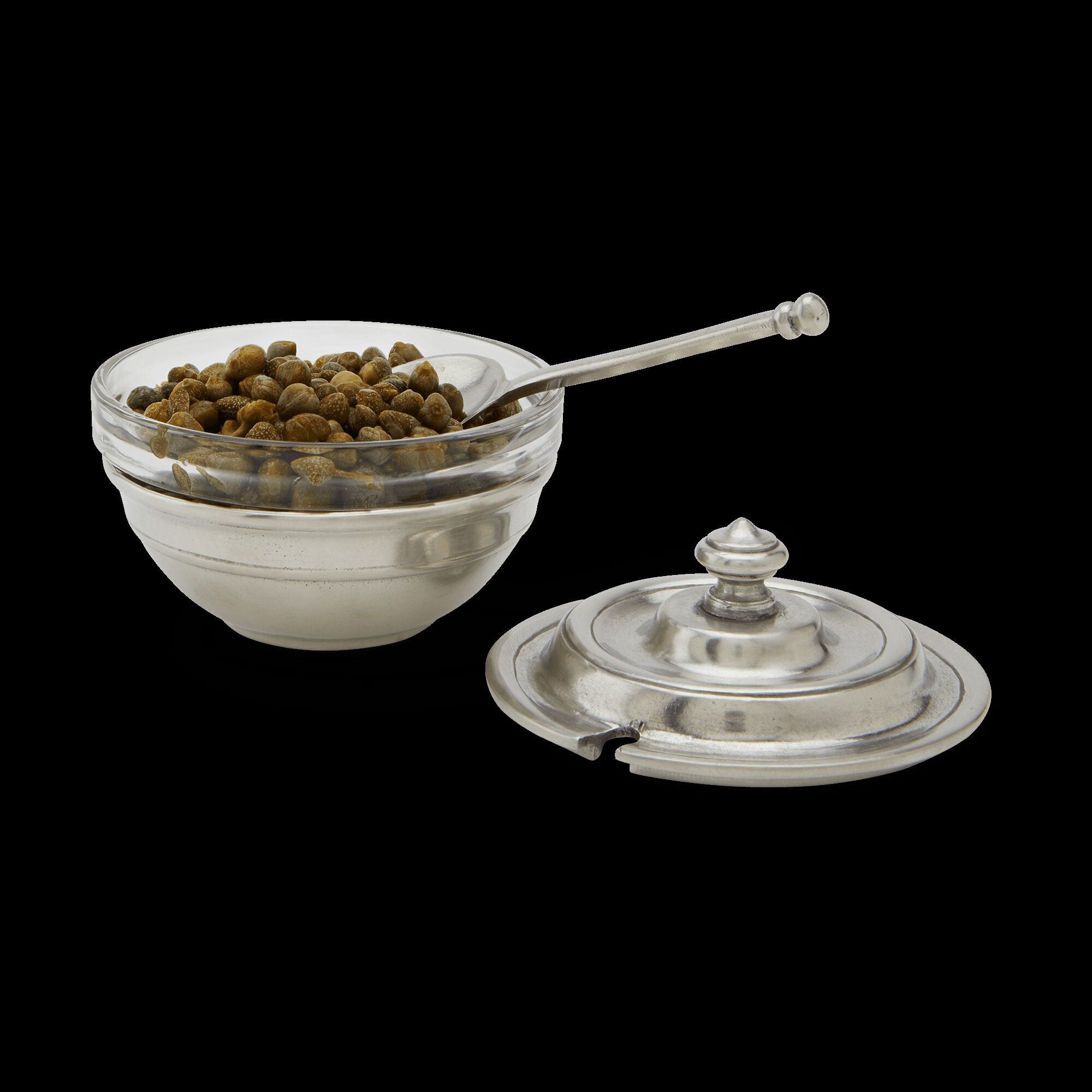 Match Pewter Condiment Uno Set with Lid & Spoon Condiment Pot