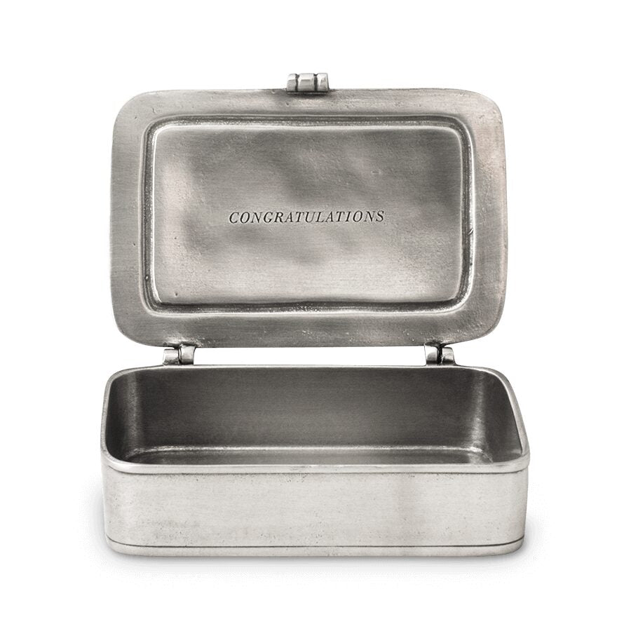 Match Pewter “Congratulazioni” Box — Large, No Leather Insert