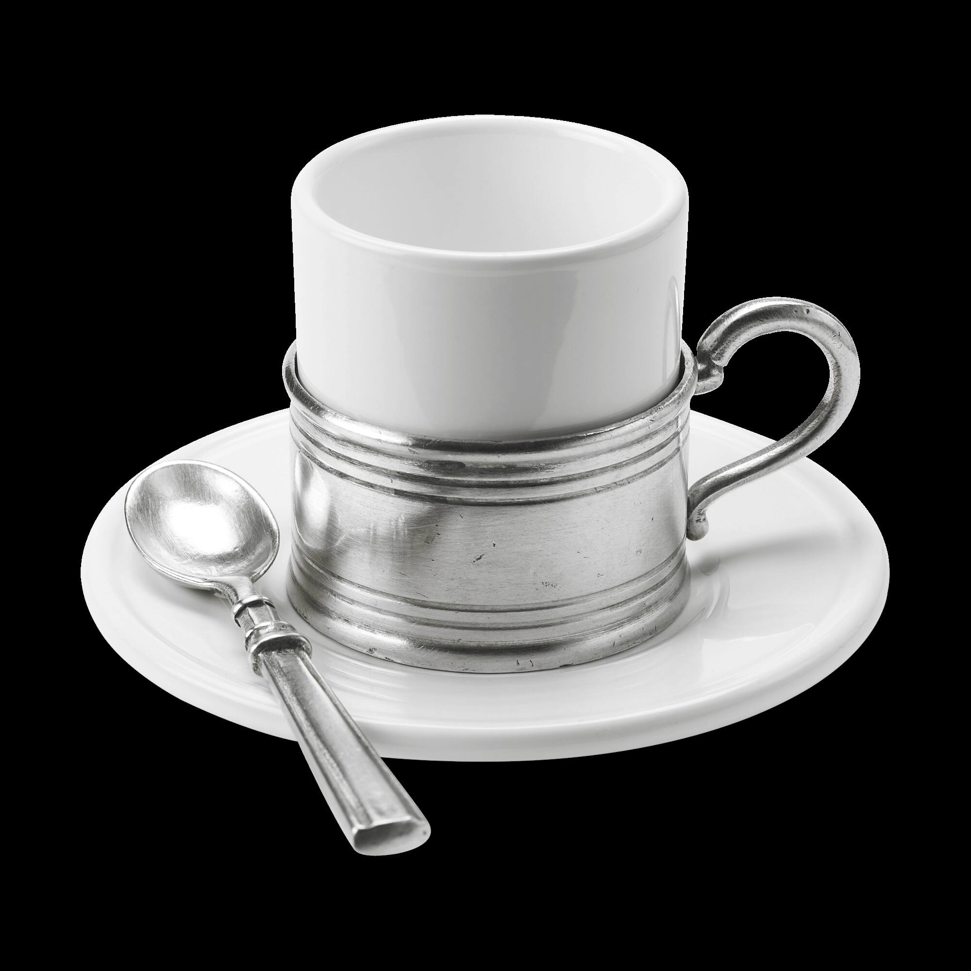 Match Pewter Espresso Cup with Ceramic Saucer