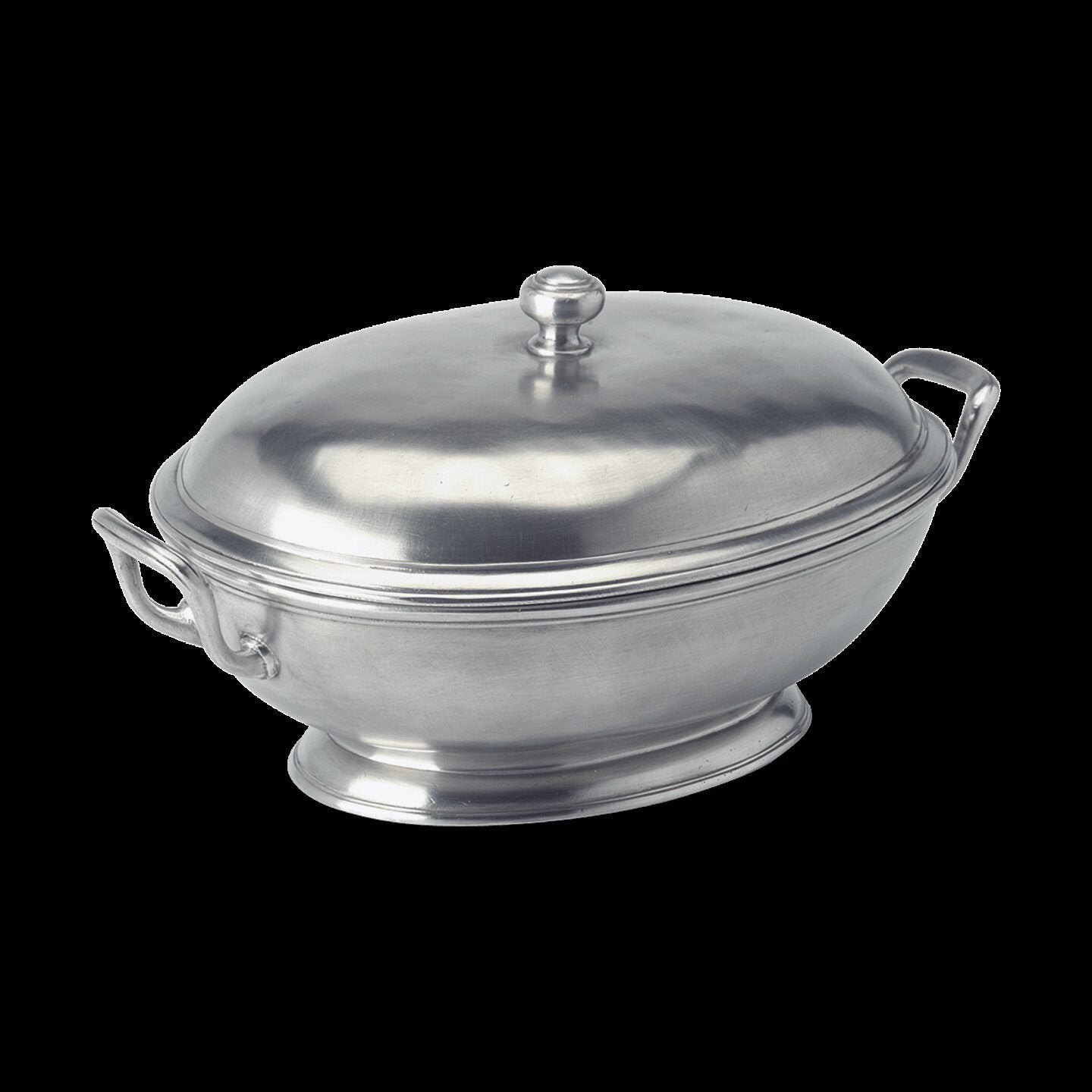 Match Pewter Footed Oval Tureen with Handles