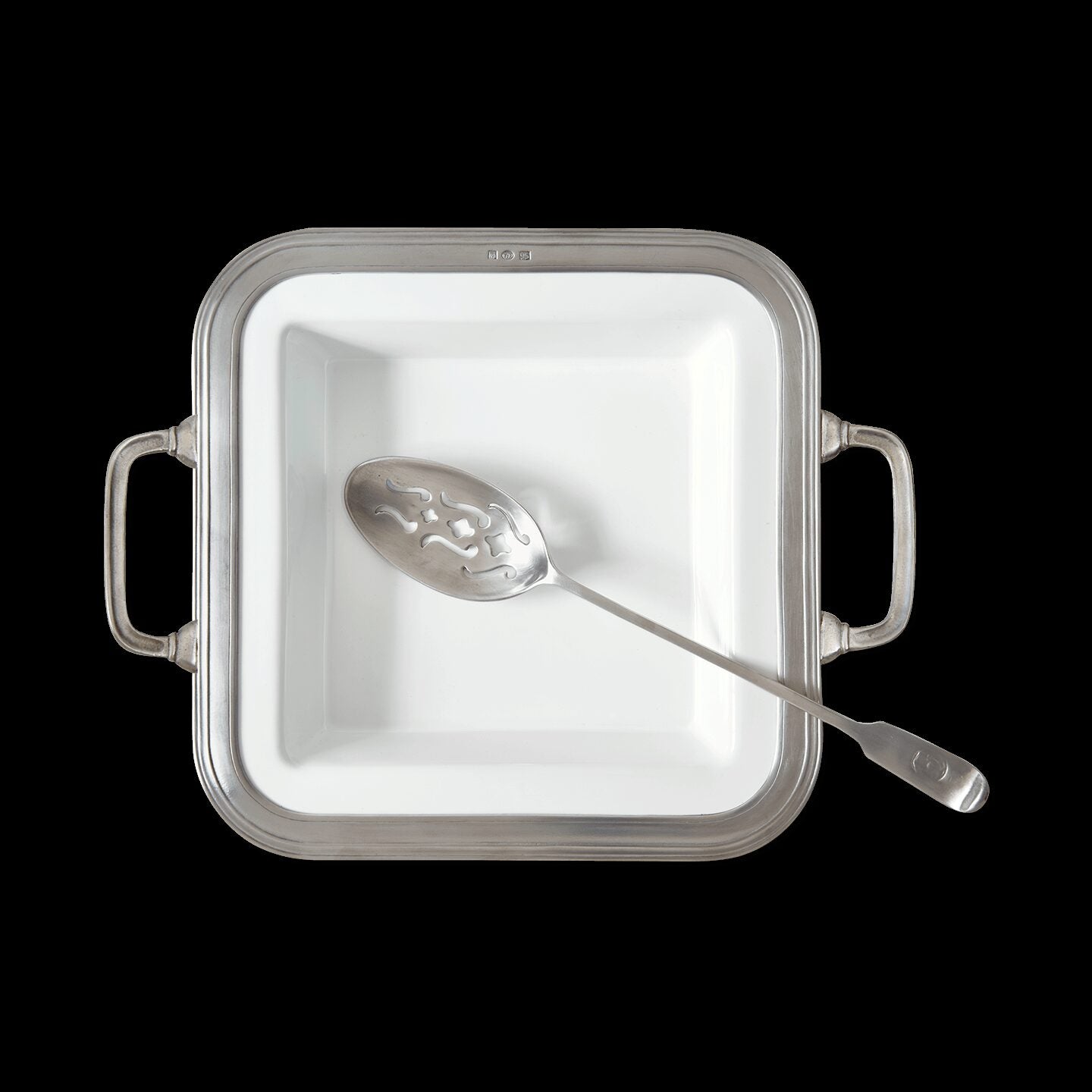 Match Pewter Gianna Square Serving Dish with Handles Serving Bowl