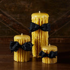 Match Pewter Gold Beeswax Drip Pillar Scented Candle — 3.5" H