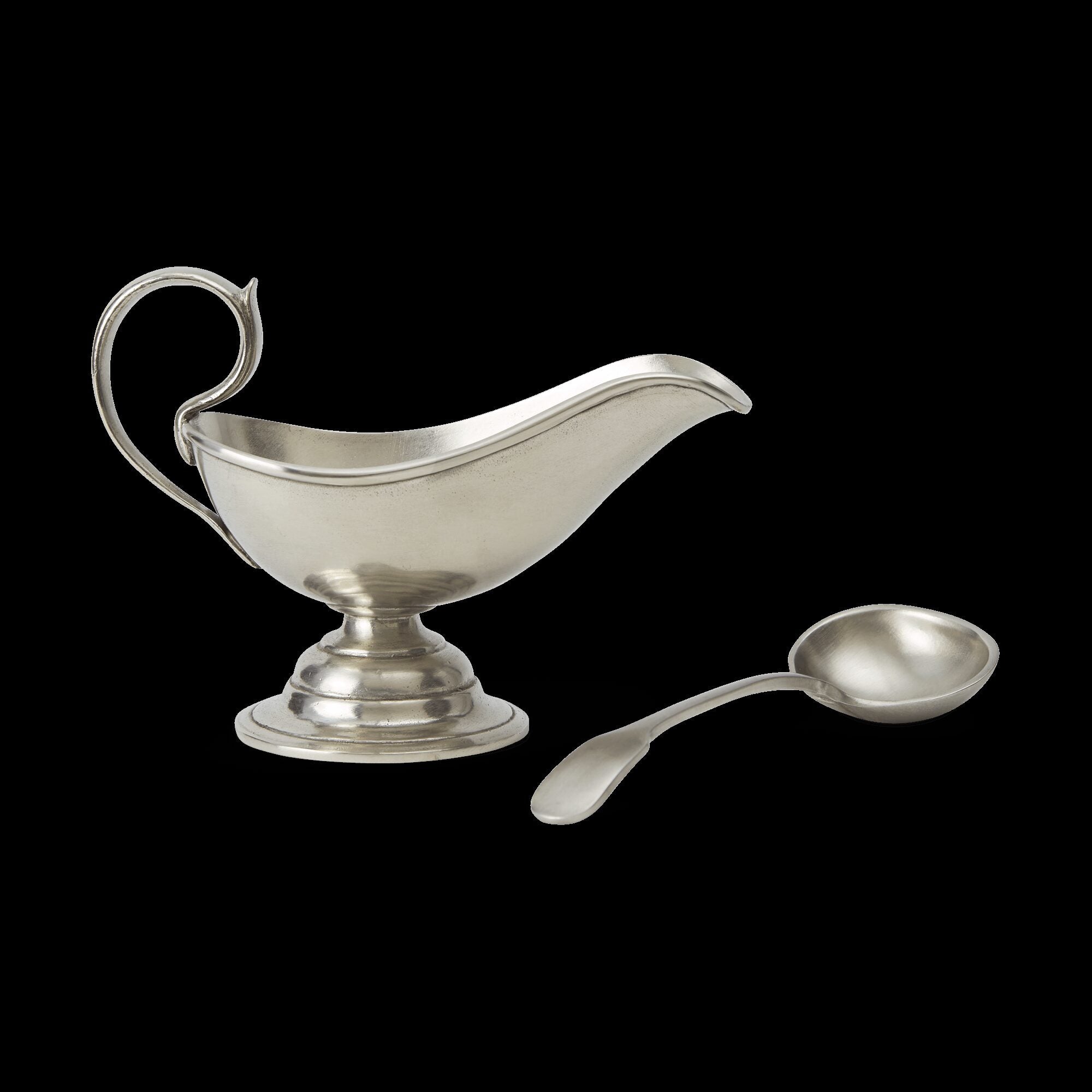 Match Pewter Gravy Boat W/gravy Spoon