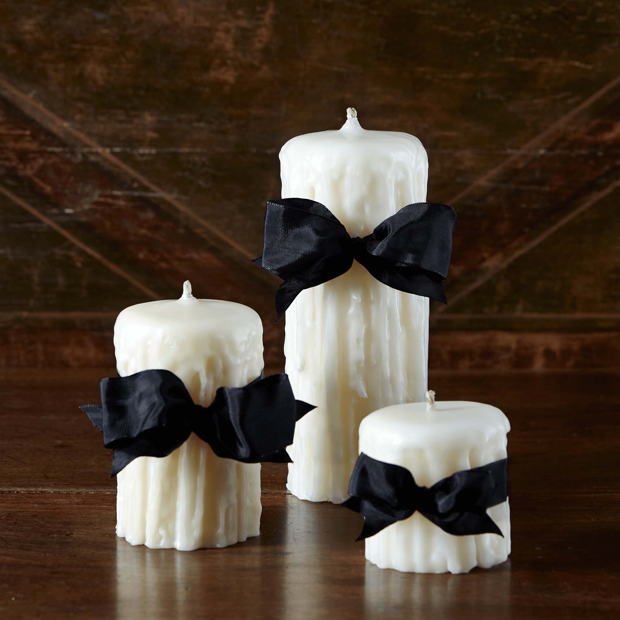 Match Pewter Ivory Beeswax Drip Pillar Scented Candle — 5" H