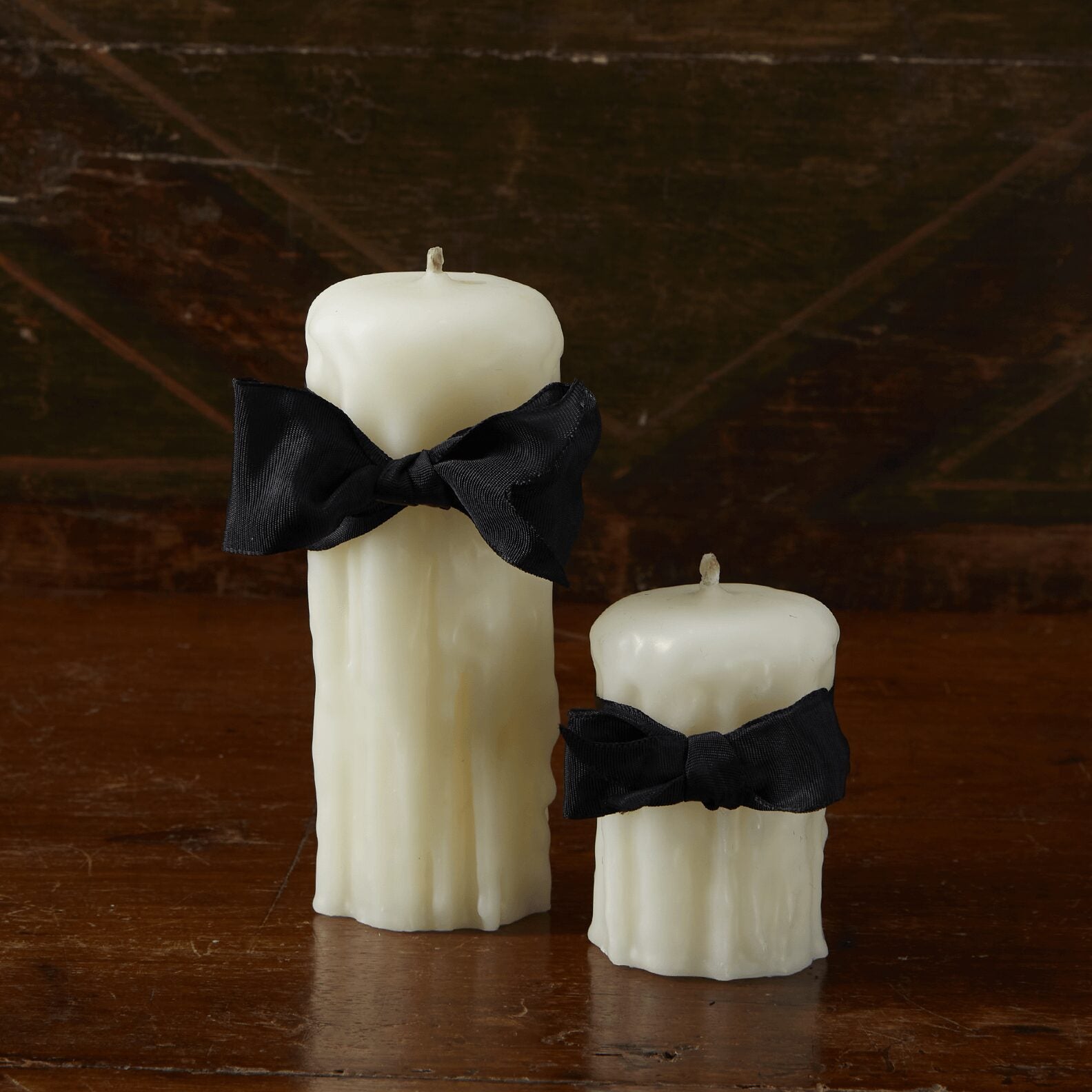 Match Pewter Ivory Beeswax Drip Pillar Scented Candle — 6" H