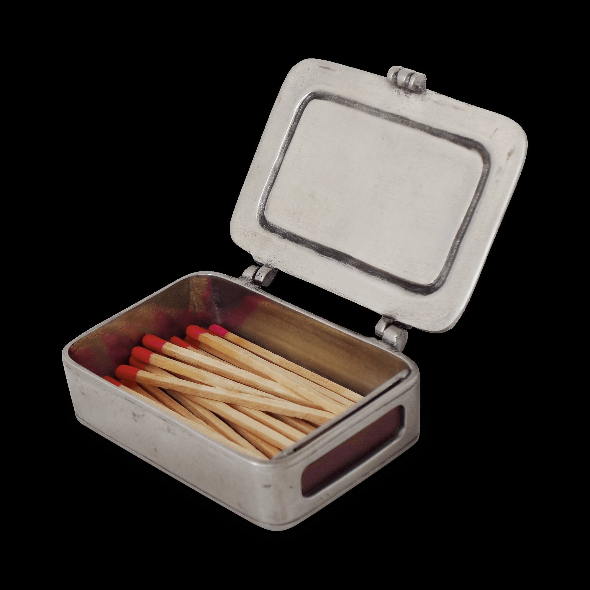 Match Pewter Match Box with Striker and Matches Scented Candle — Hand Engraved, A Perfect Match