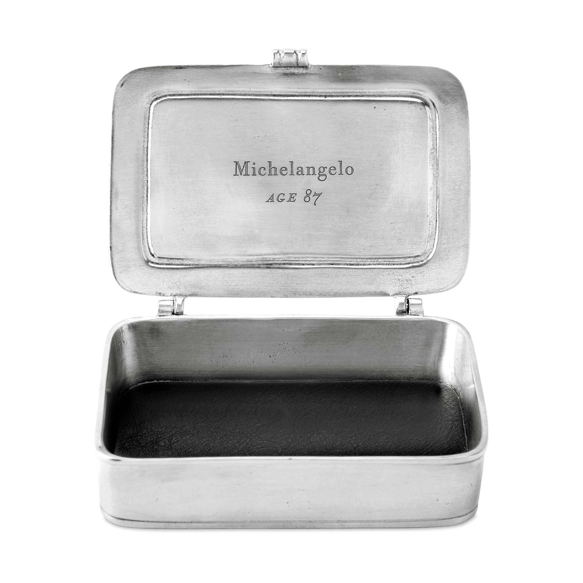 Match Pewter Michelangelo Lidded Boxes — Small, Black Leather Insert