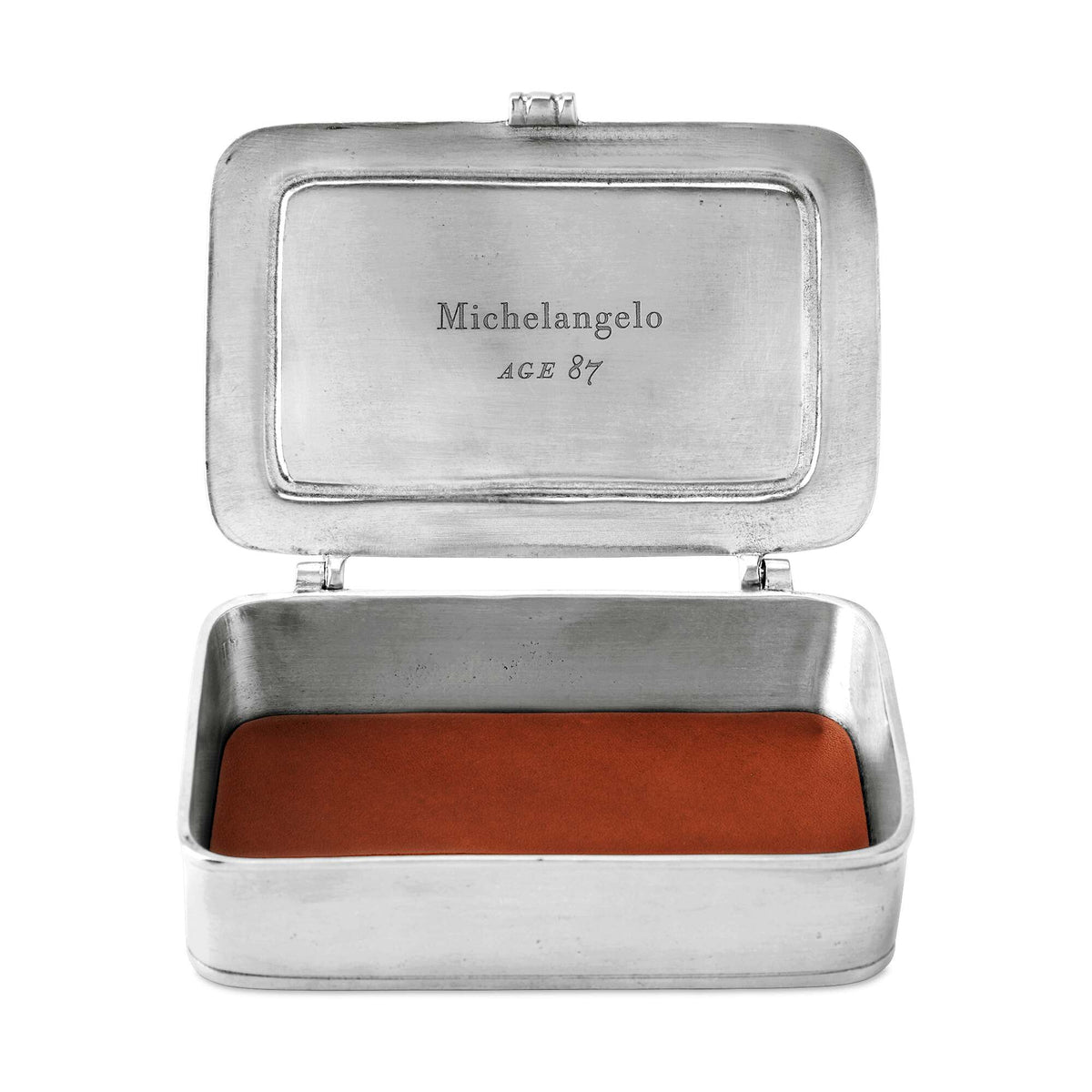 Match Pewter Michelangelo Lidded Boxes — Small, Brown Leather Insert