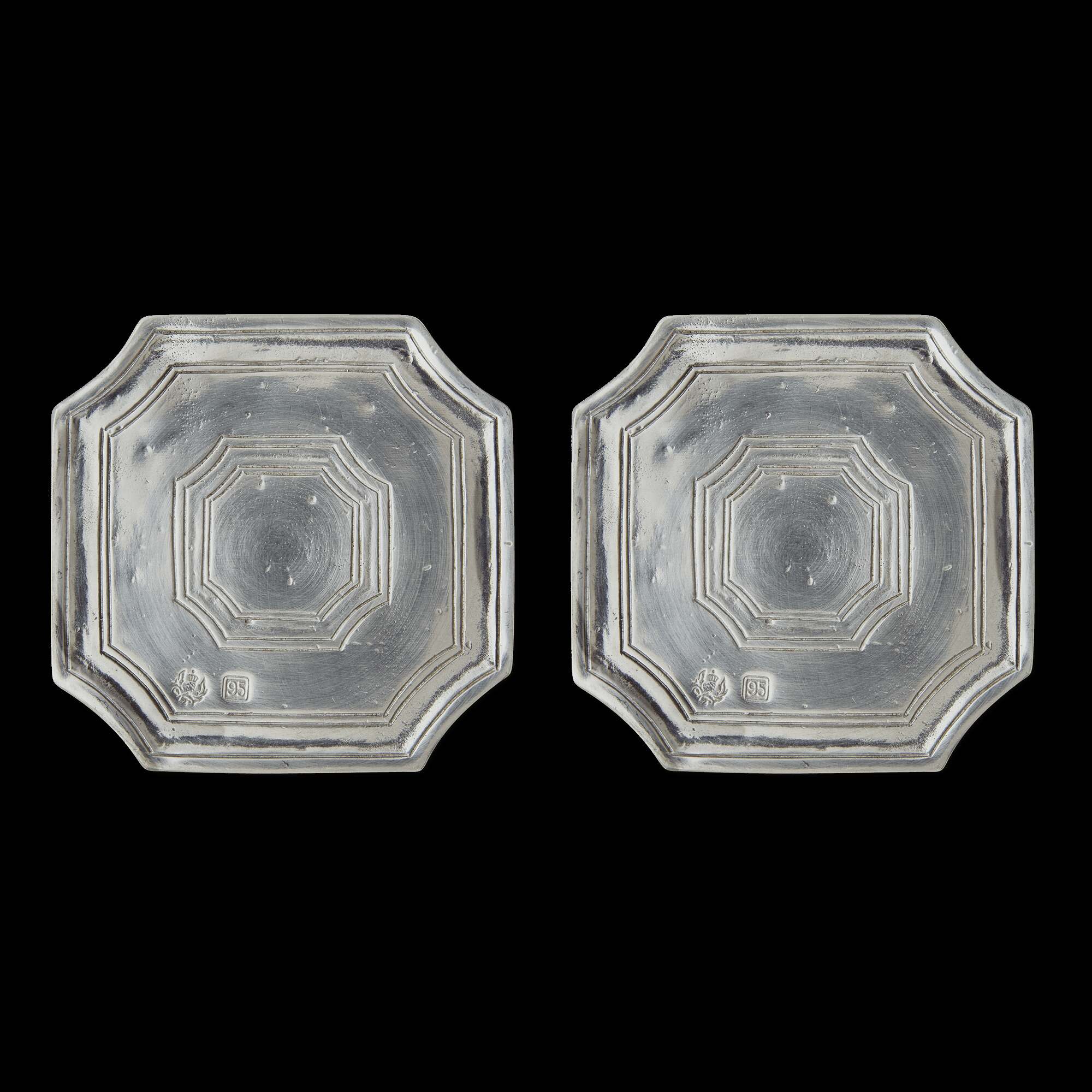 Match Pewter Octagonal Coaster, Pair
