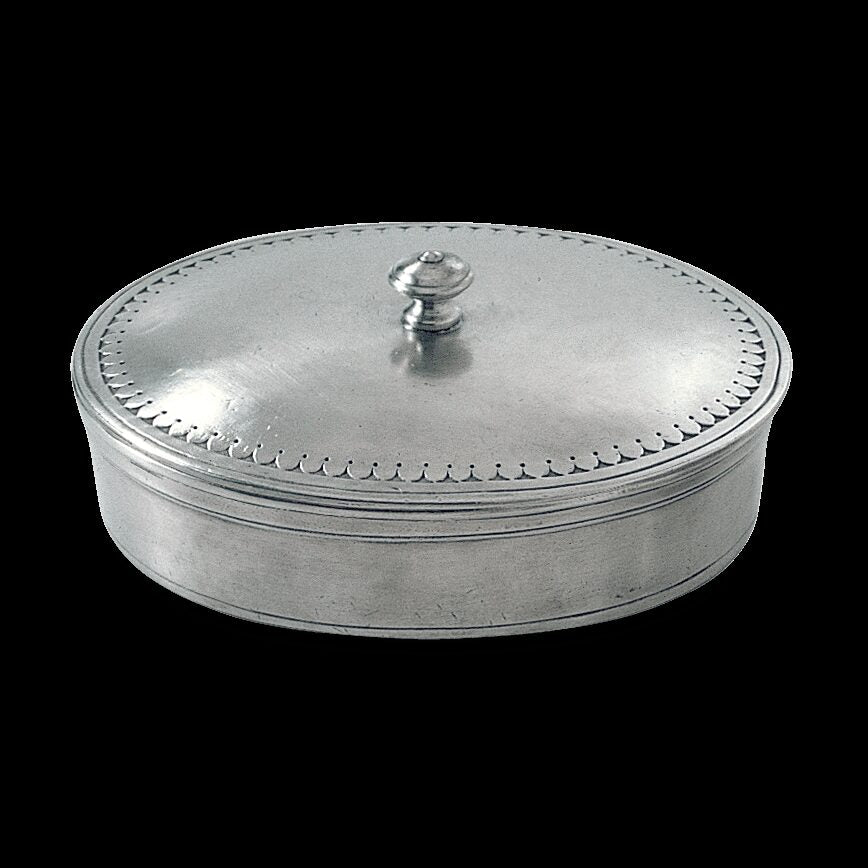 Match Pewter Oval Lidded Box — Medium