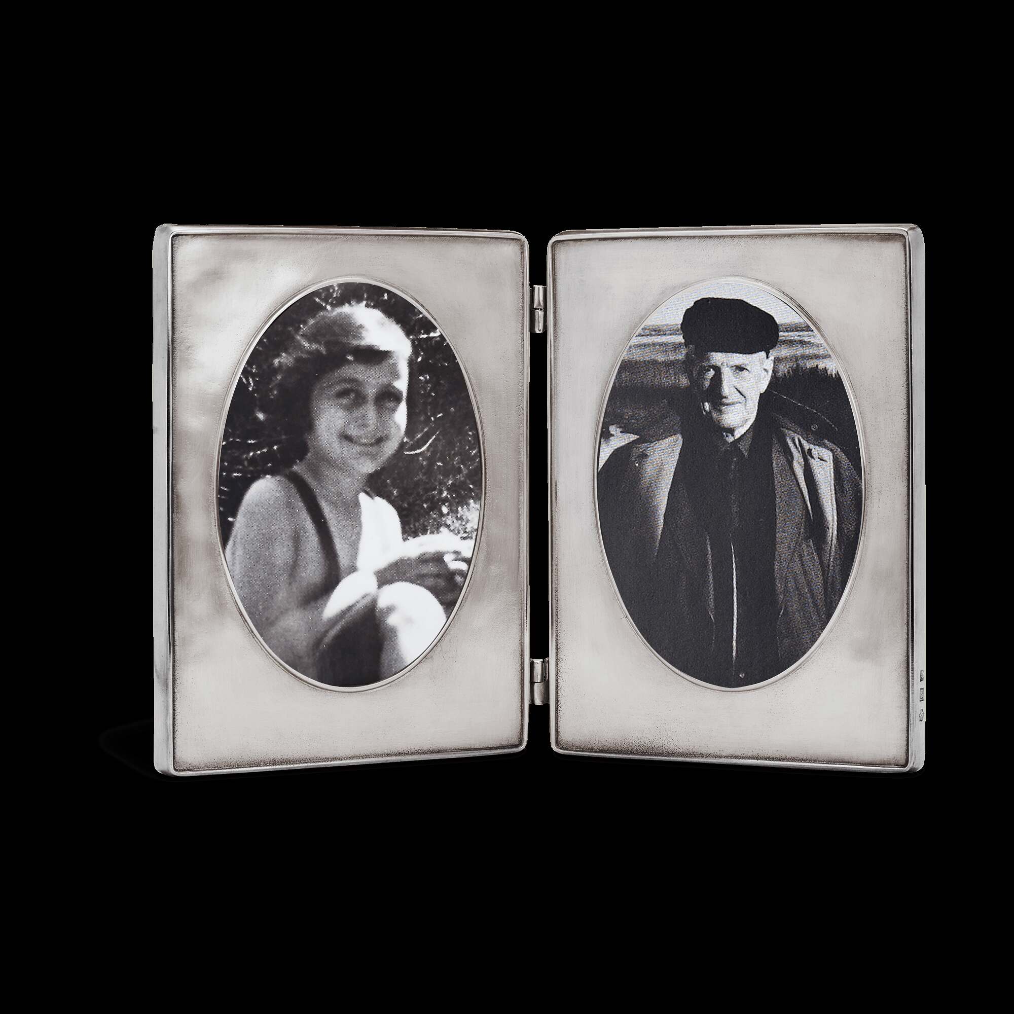 Match Pewter Piemonte Velluto Oval Double Frame — Large