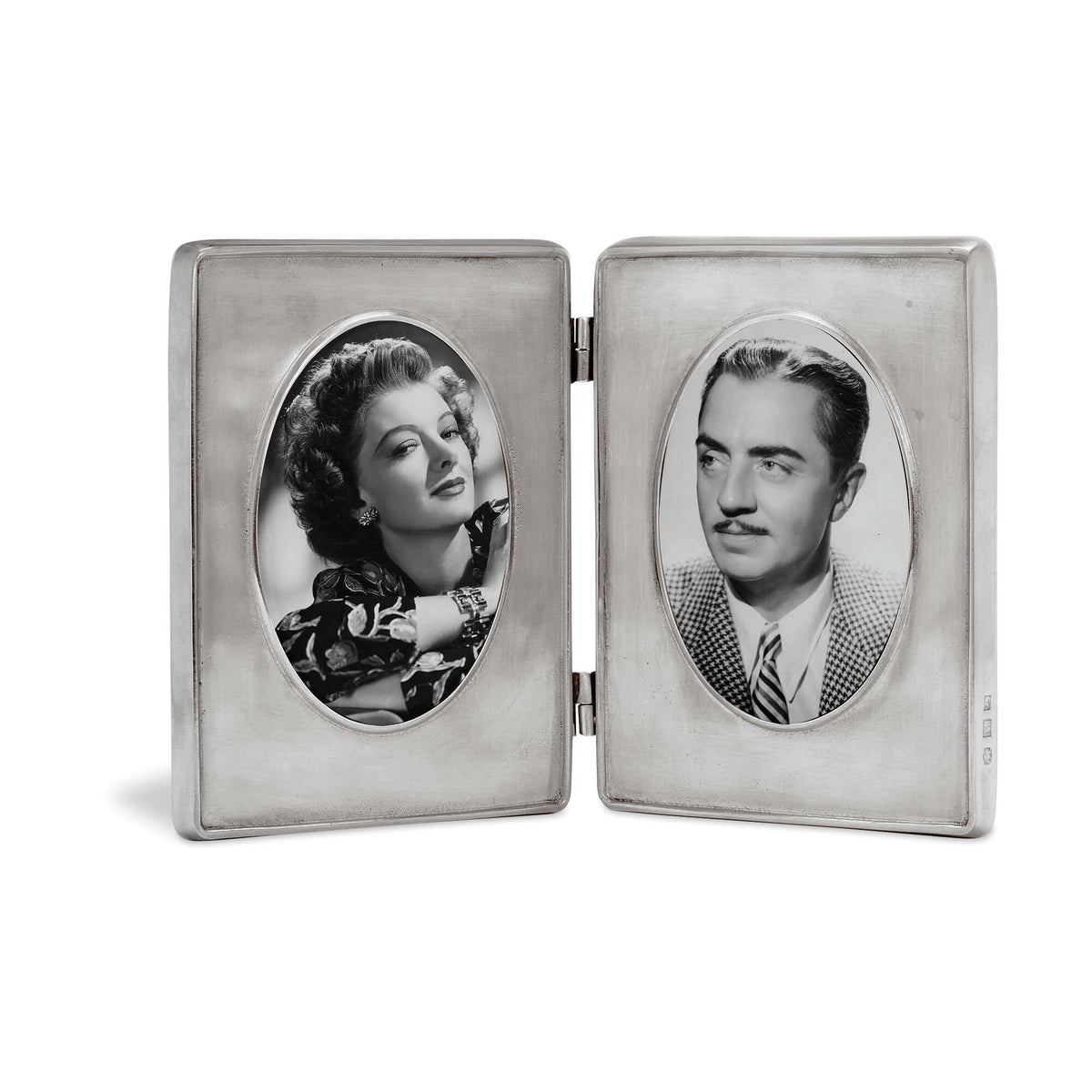 Match Pewter Piemonte Velluto Oval Double Frame, alternate view