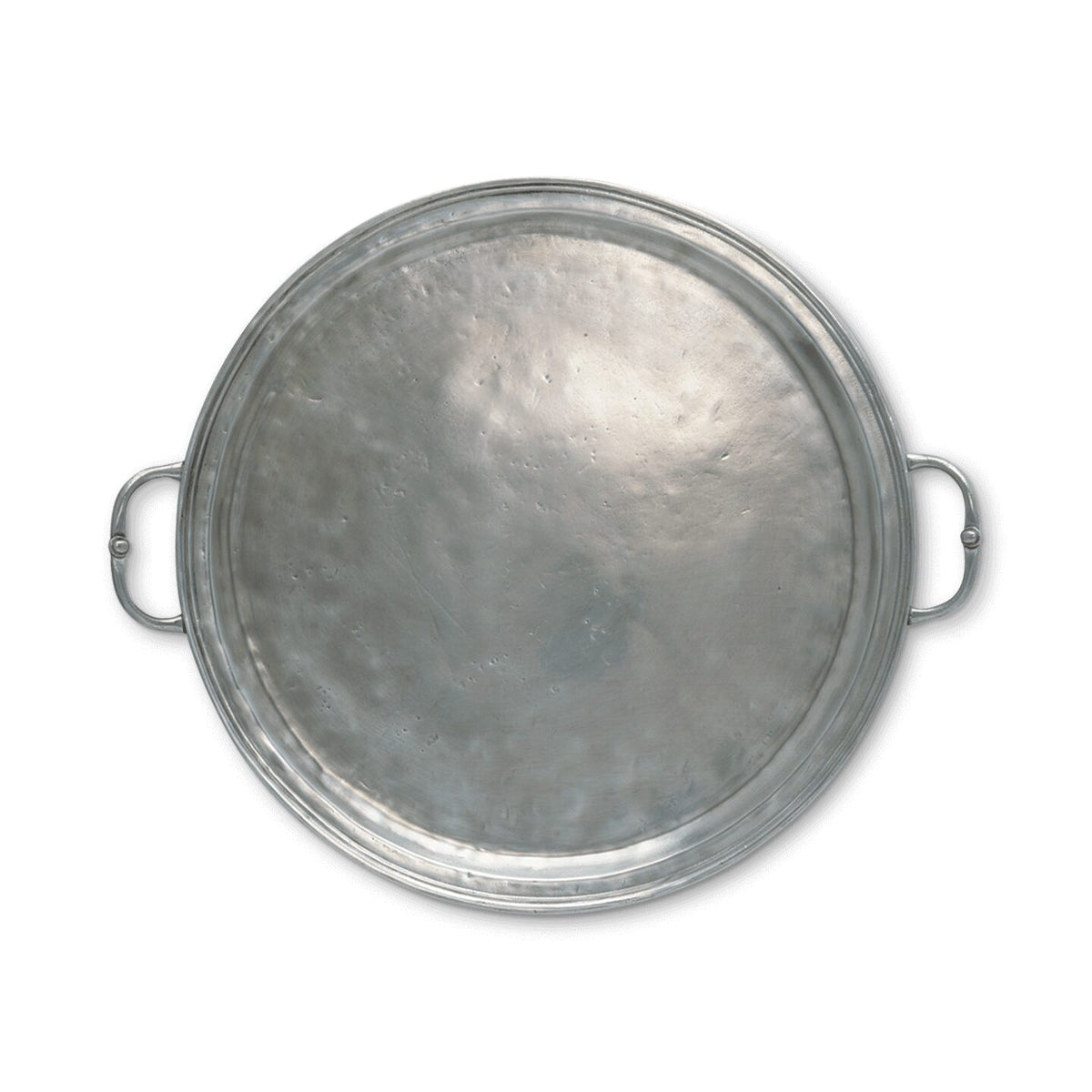 Match Pewter Round Tray with Handles, alternate view
