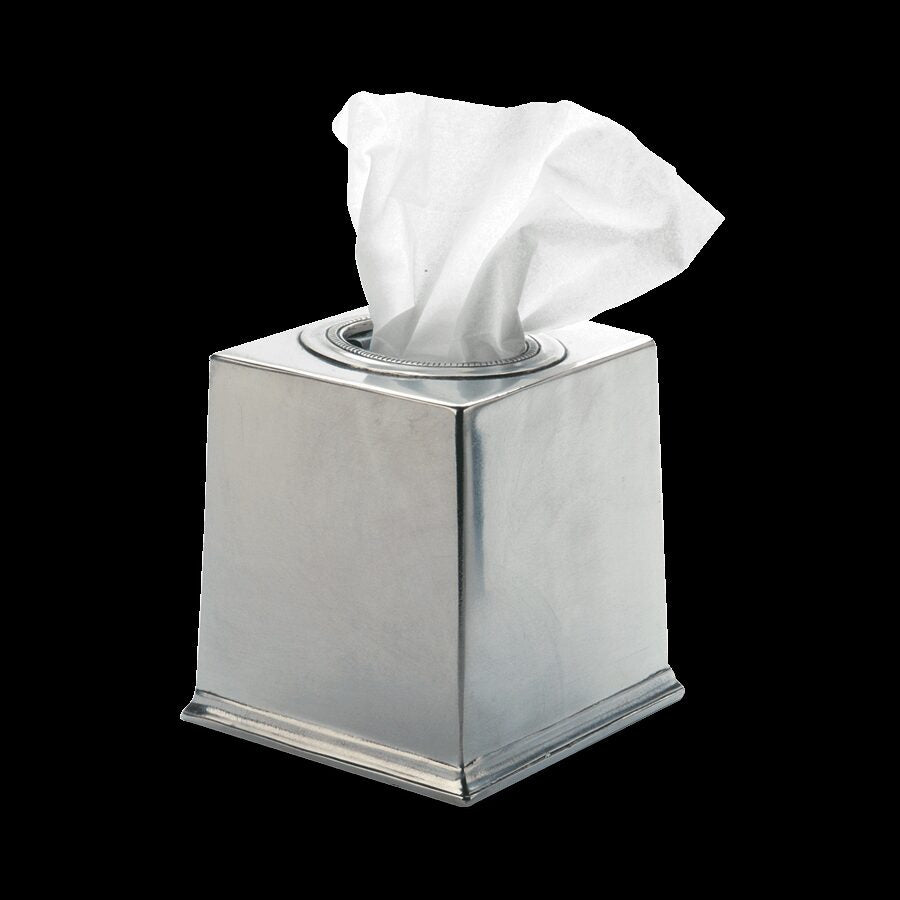 Match Pewter Tissue Box, Square Facial Tissue Holder
