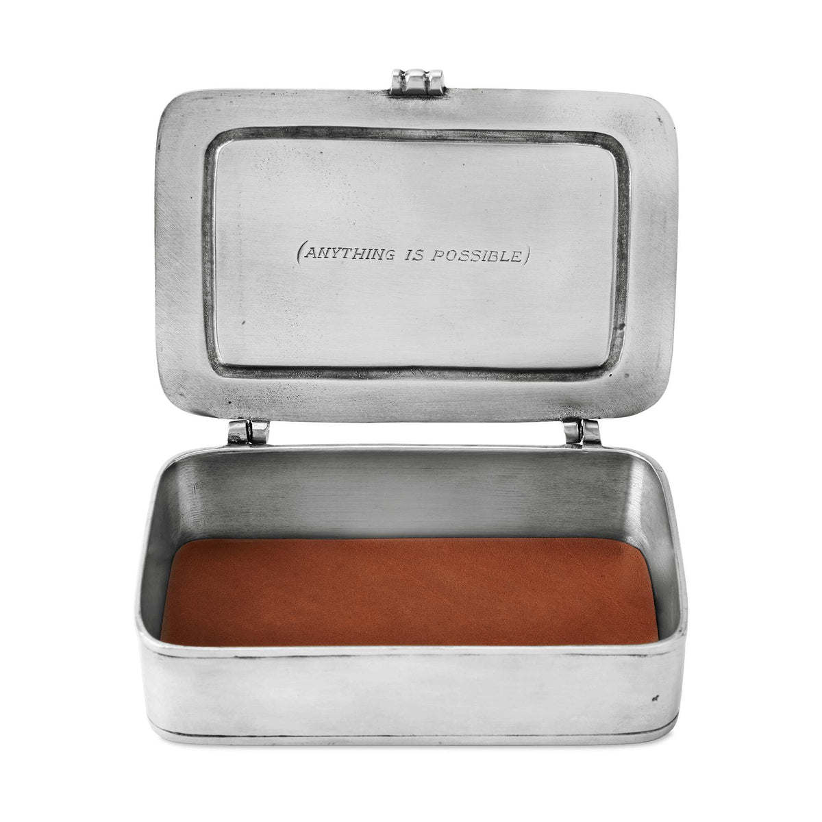 Match Pewter “Tutto È Possibile” Box — Small, Brown Leather Insert