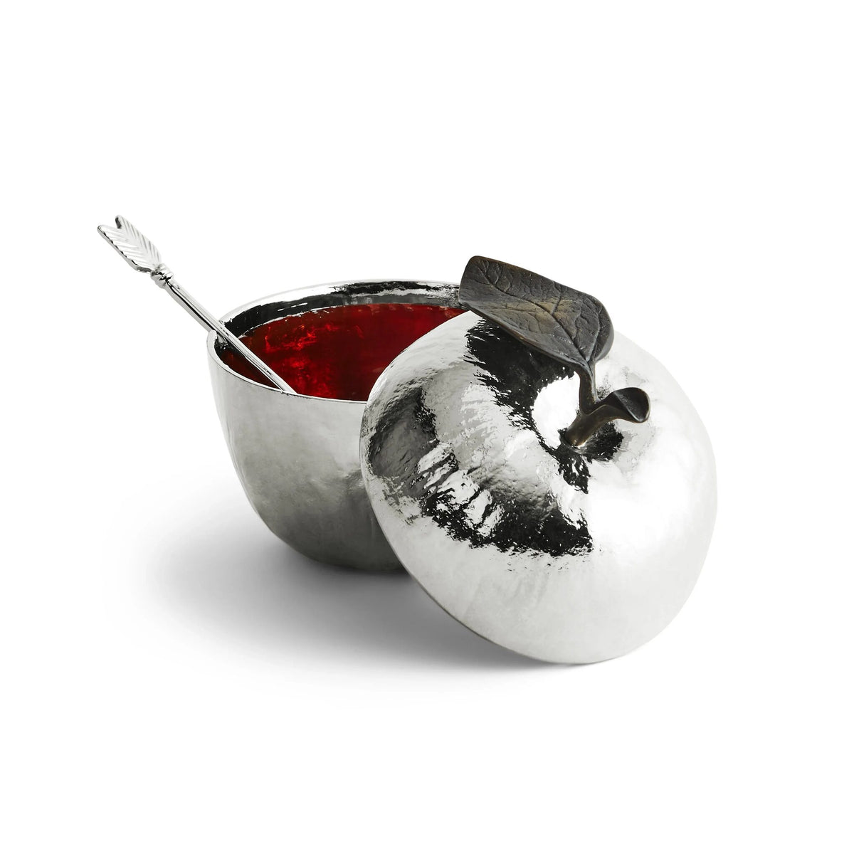 Michael Aram Apple Honey Pot with Spoon Nickelplate, alternate view
