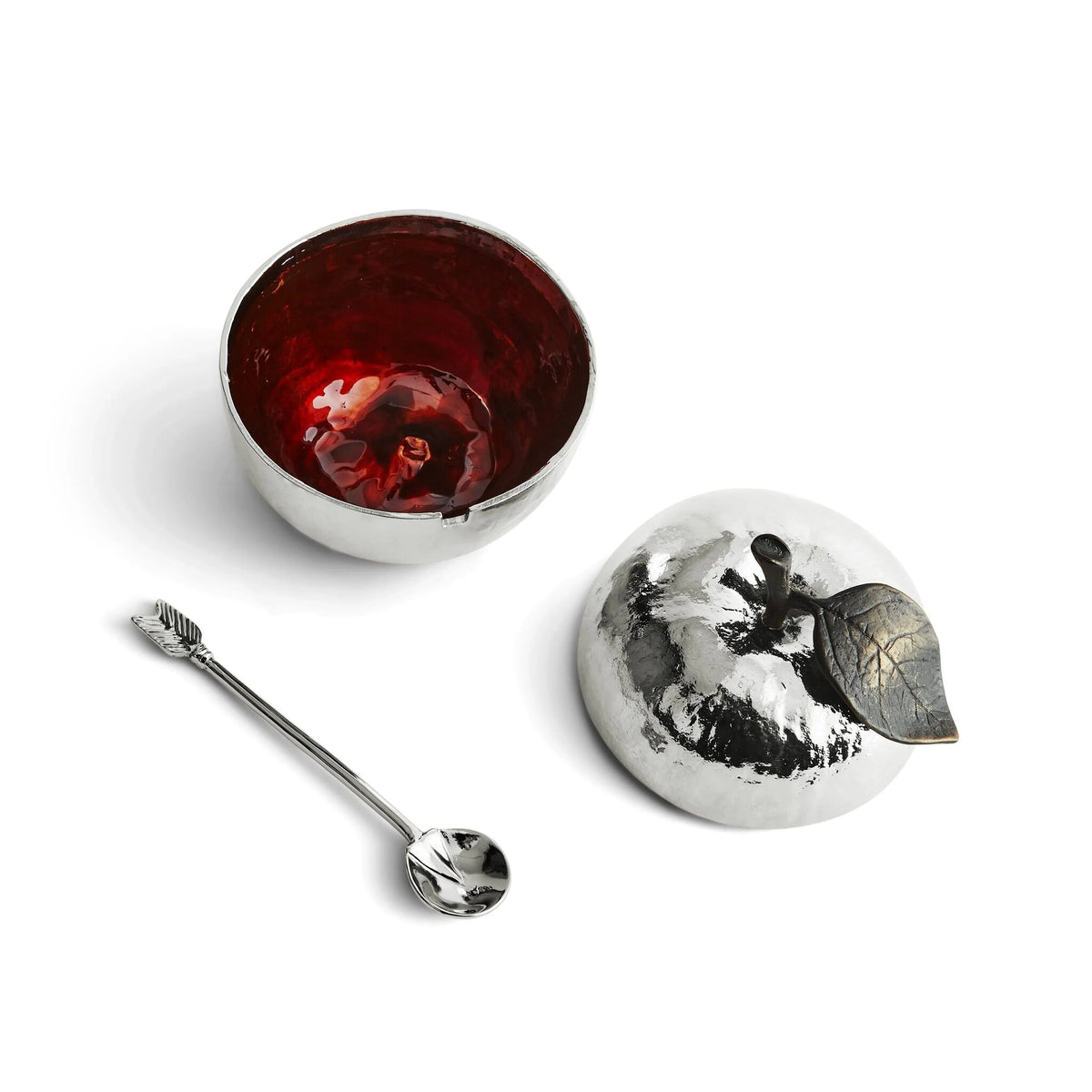 Michael Aram Apple Honey Pot with Spoon Nickelplate, alternate view