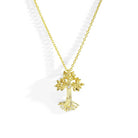 Michael Aram Armenian Tree of Life 25mm Cross Pendant Necklace with Diamonds