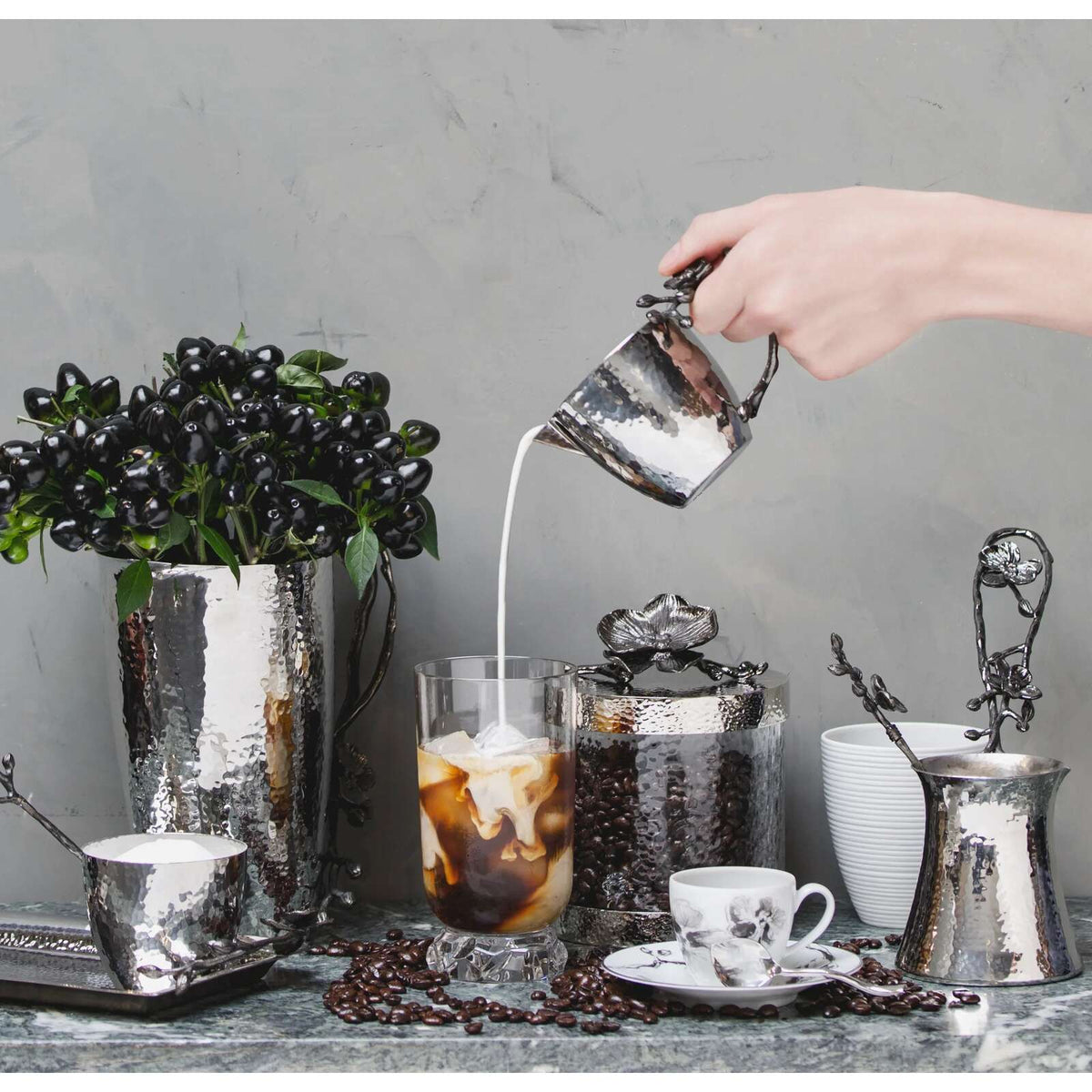 Michael Aram Black Orchid Coffee Pot with Spoon - Medium, alternate view