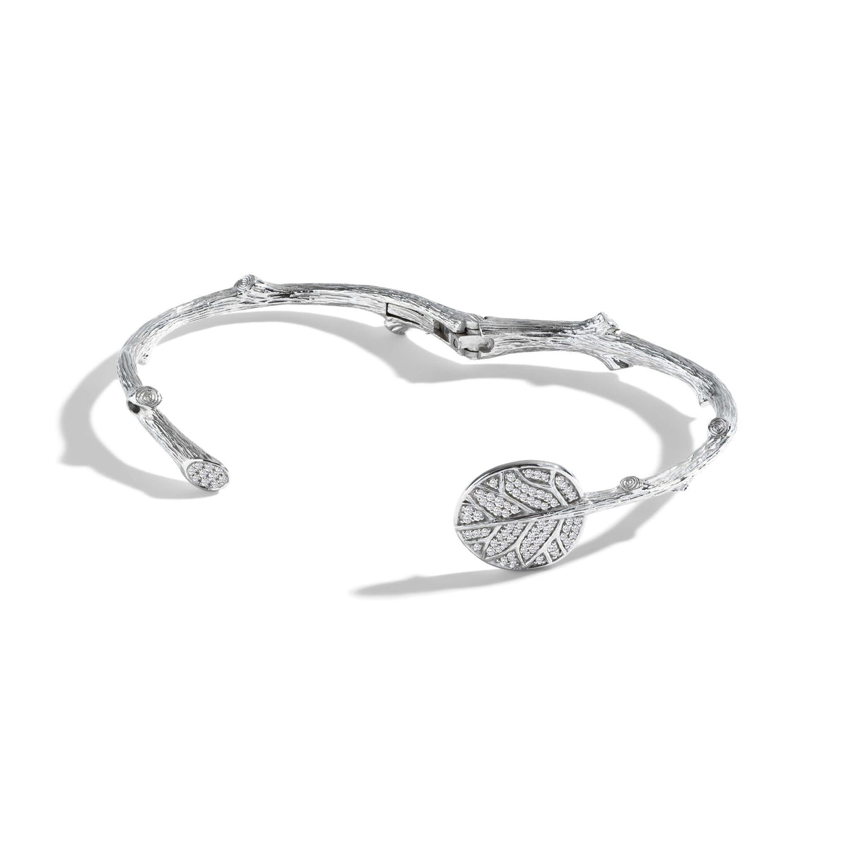 Michael Aram Botanical Leaf Bangle Bracelet with Diamonds - Silver, alternate view