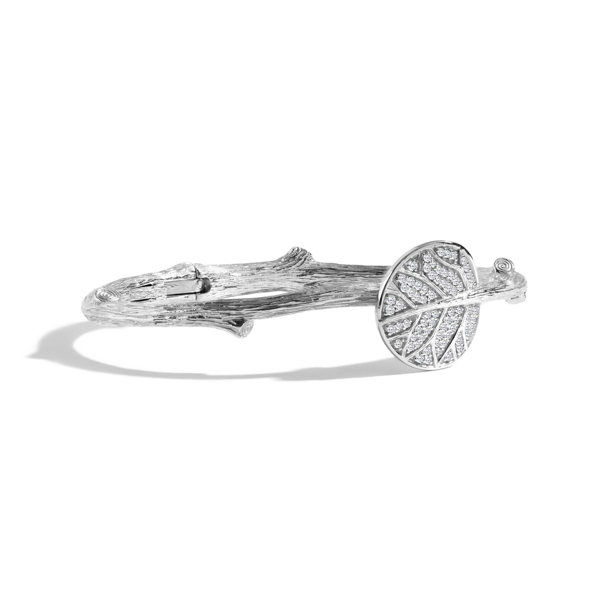 Michael Aram Botanical Leaf Bangle Bracelet with Diamonds - Silver, alternate view