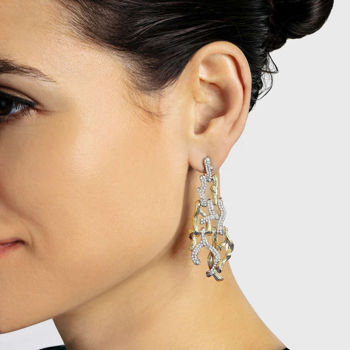 Michael Aram Branch Coral Chandelier Earrings with Diamonds - Gold, alternate view