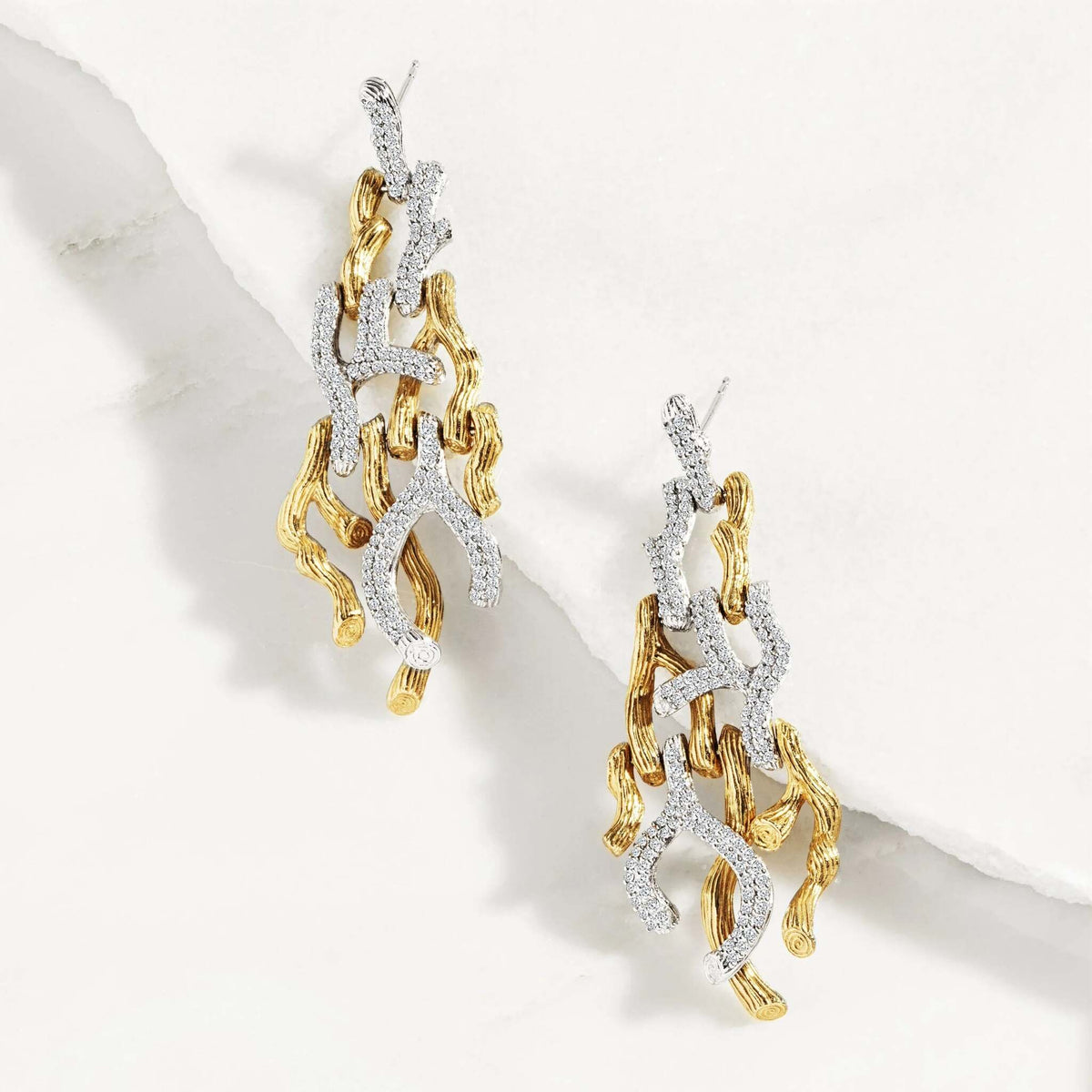Michael Aram Branch Coral Chandelier Earrings with Diamonds - Gold, alternate view