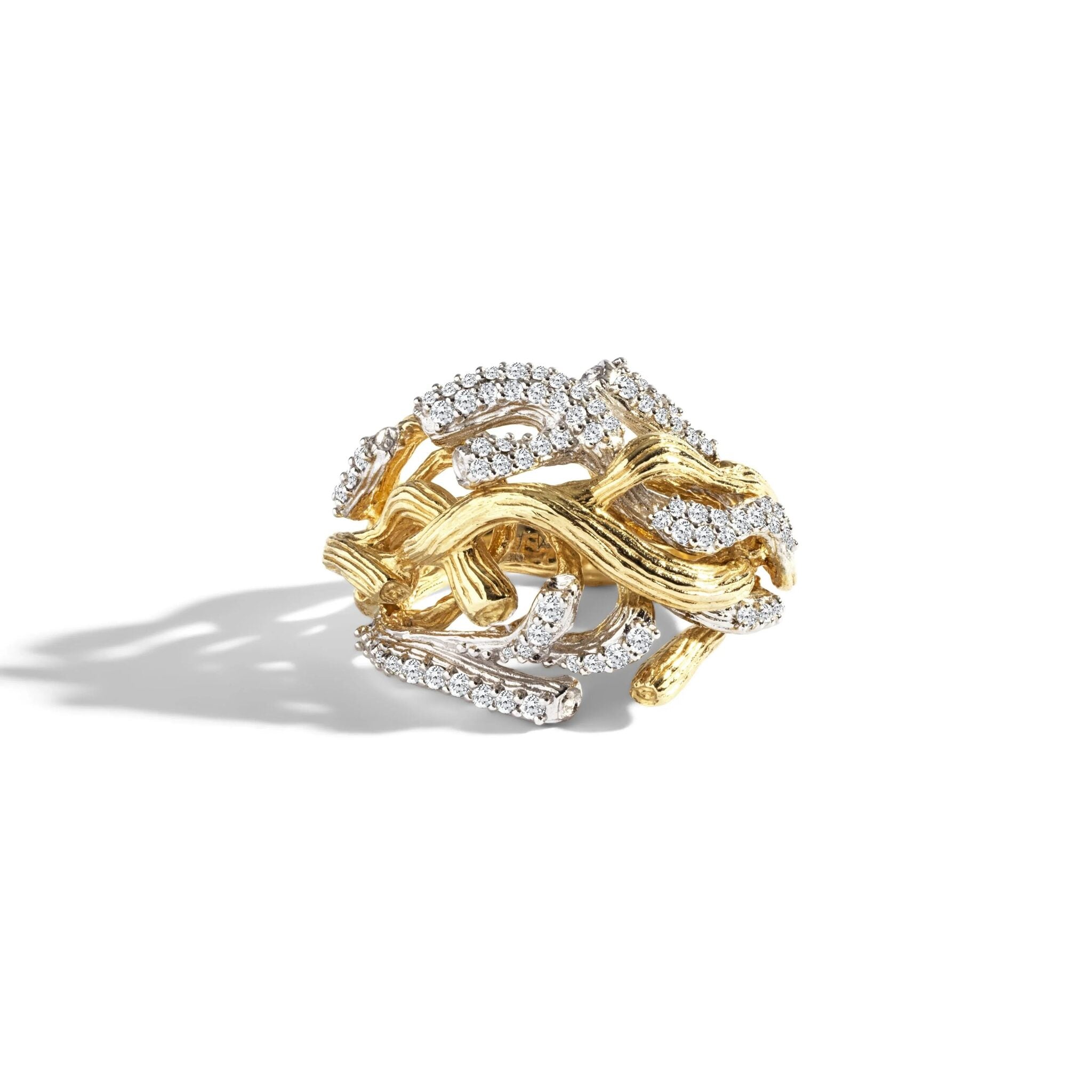 Michael Aram Branch Coral Ring with Diamonds - Gold — 8
