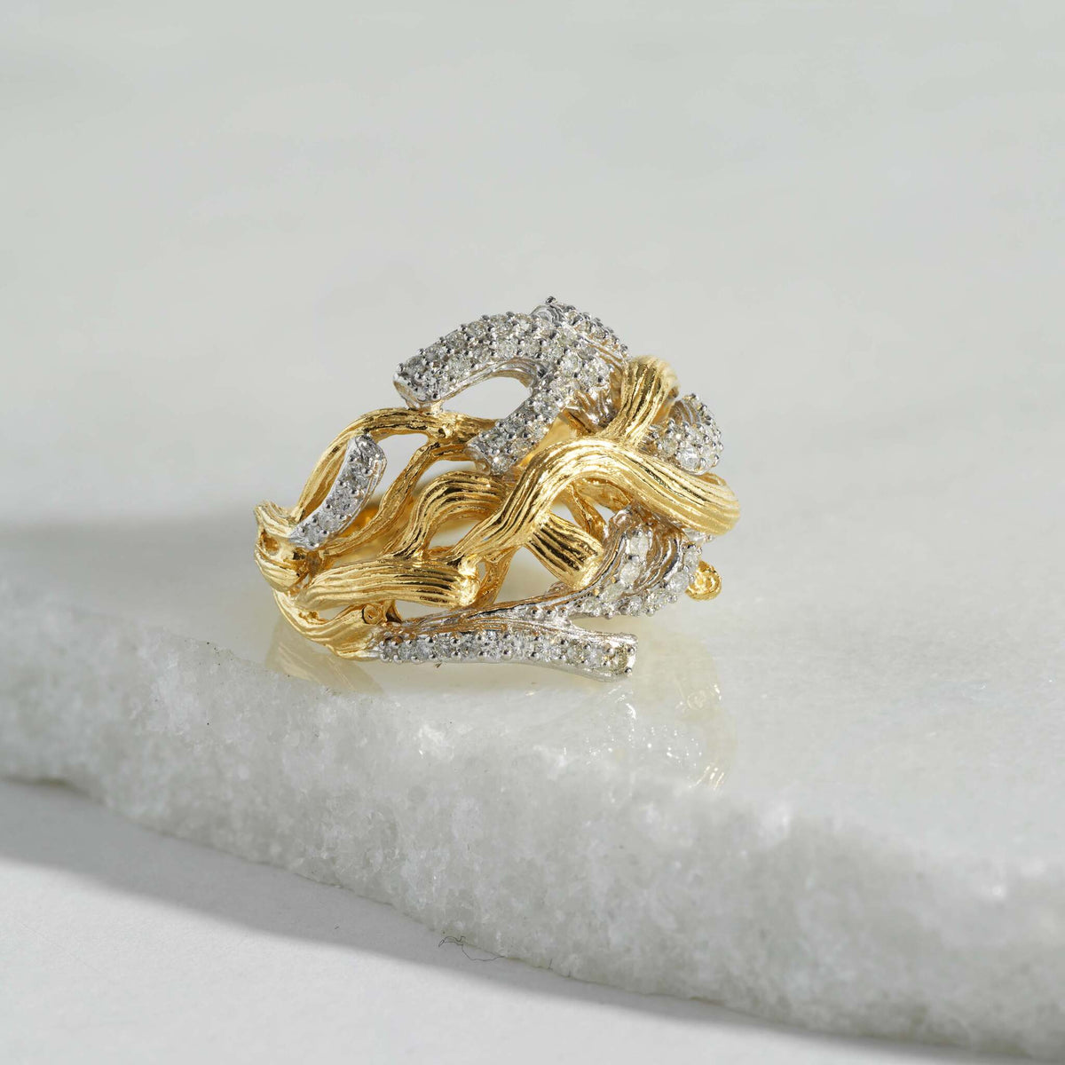 Michael Aram Branch Coral Ring with Diamonds - Gold, alternate view