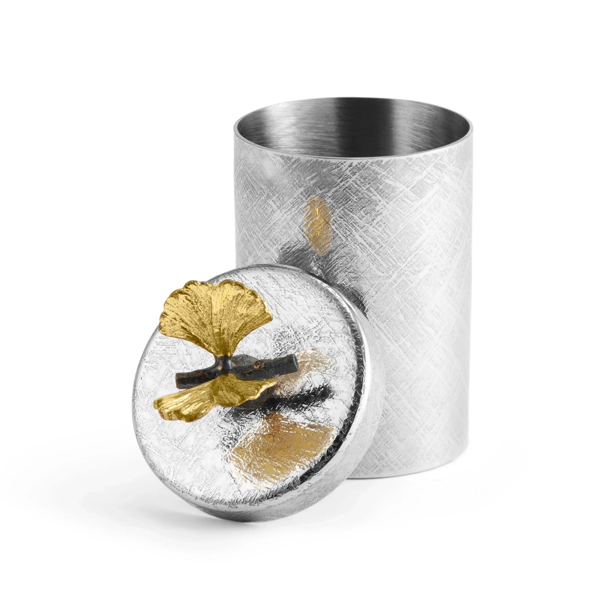 Michael Aram Butterfly Ginkgo Bath Collection Round Container - Stainless Steel Bathroom Accessorie