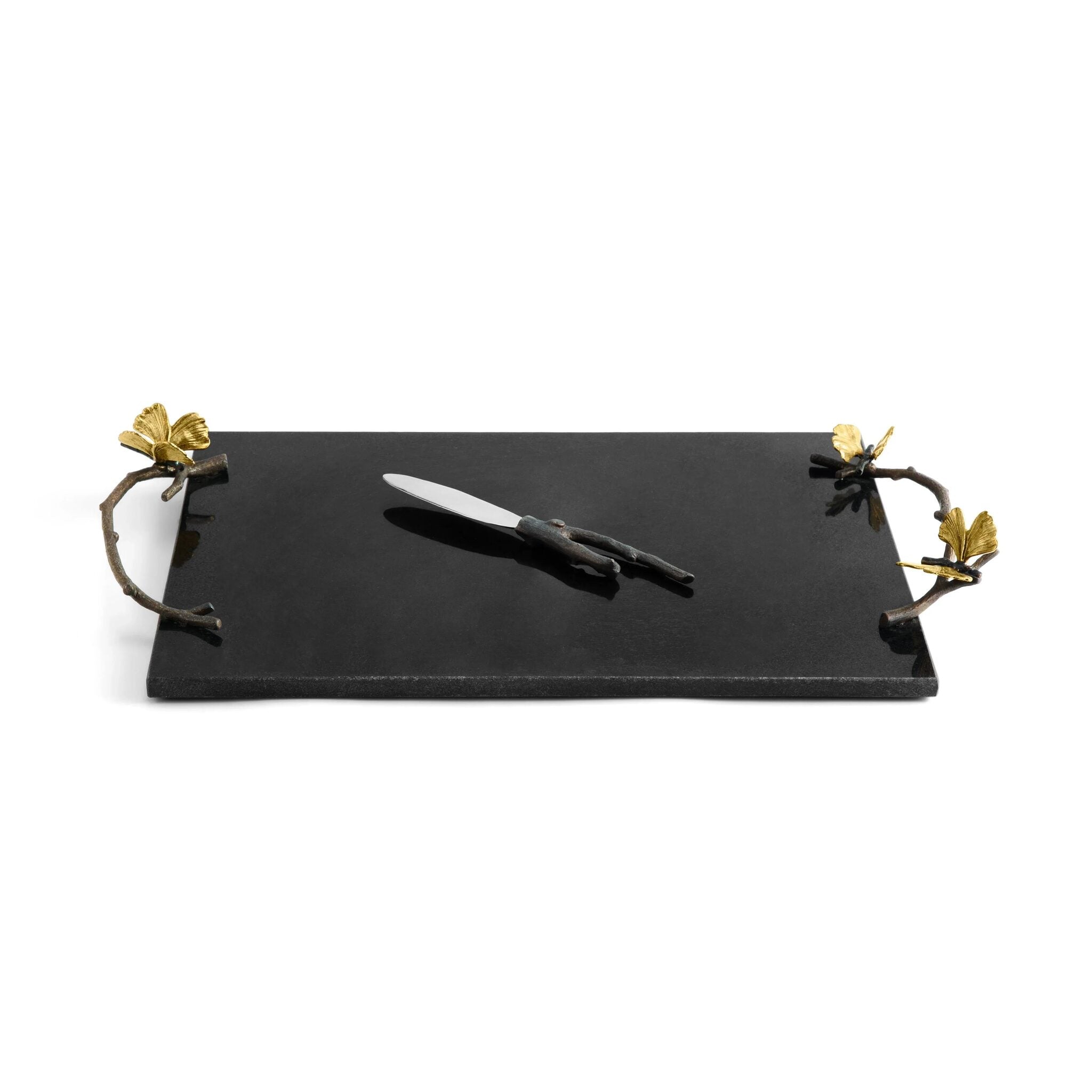 Michael Aram Butterfly Ginkgo Cheese Board with Knife Cheese Plate — Marble