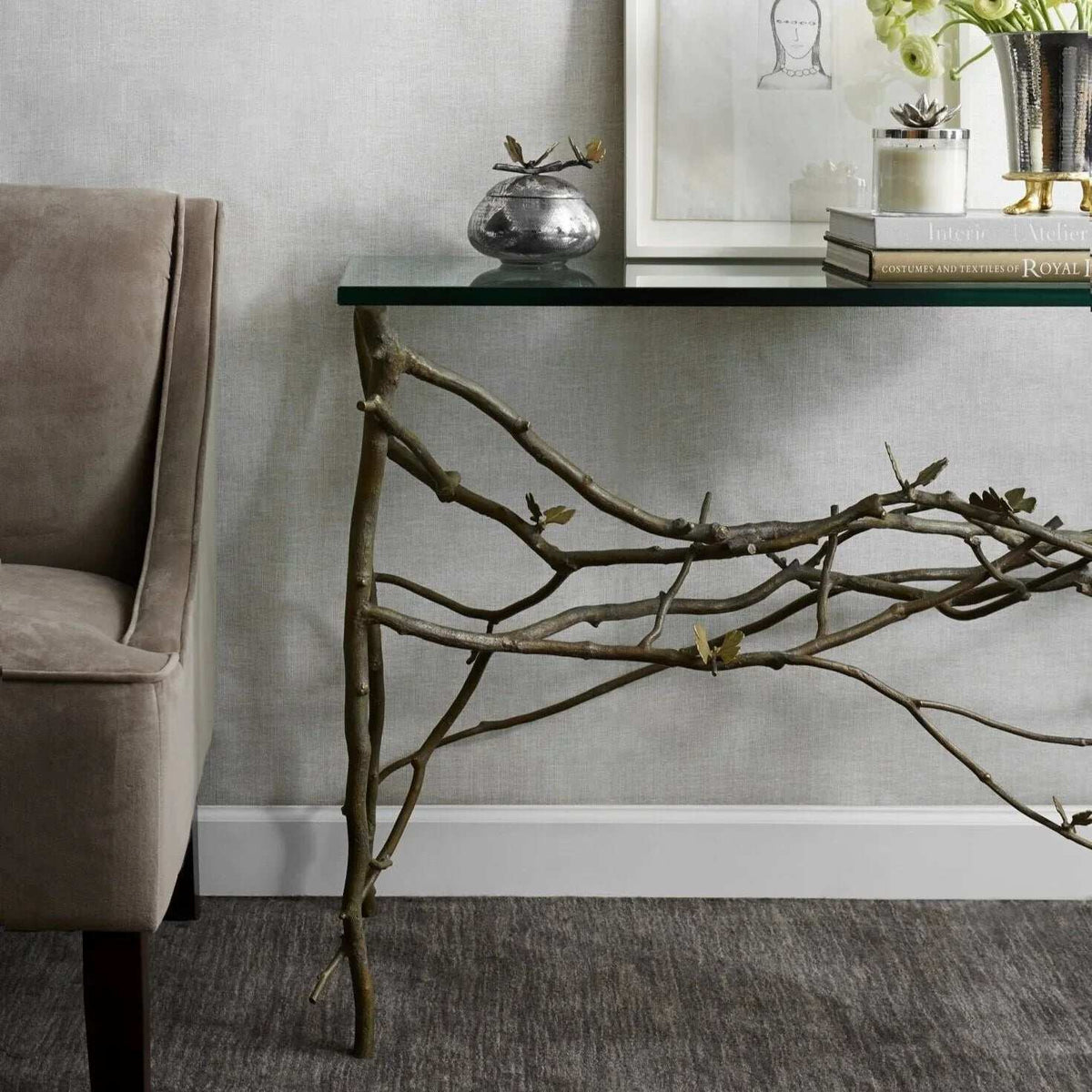 Michael Aram Butterfly Ginkgo Console Table, lifestyle view
