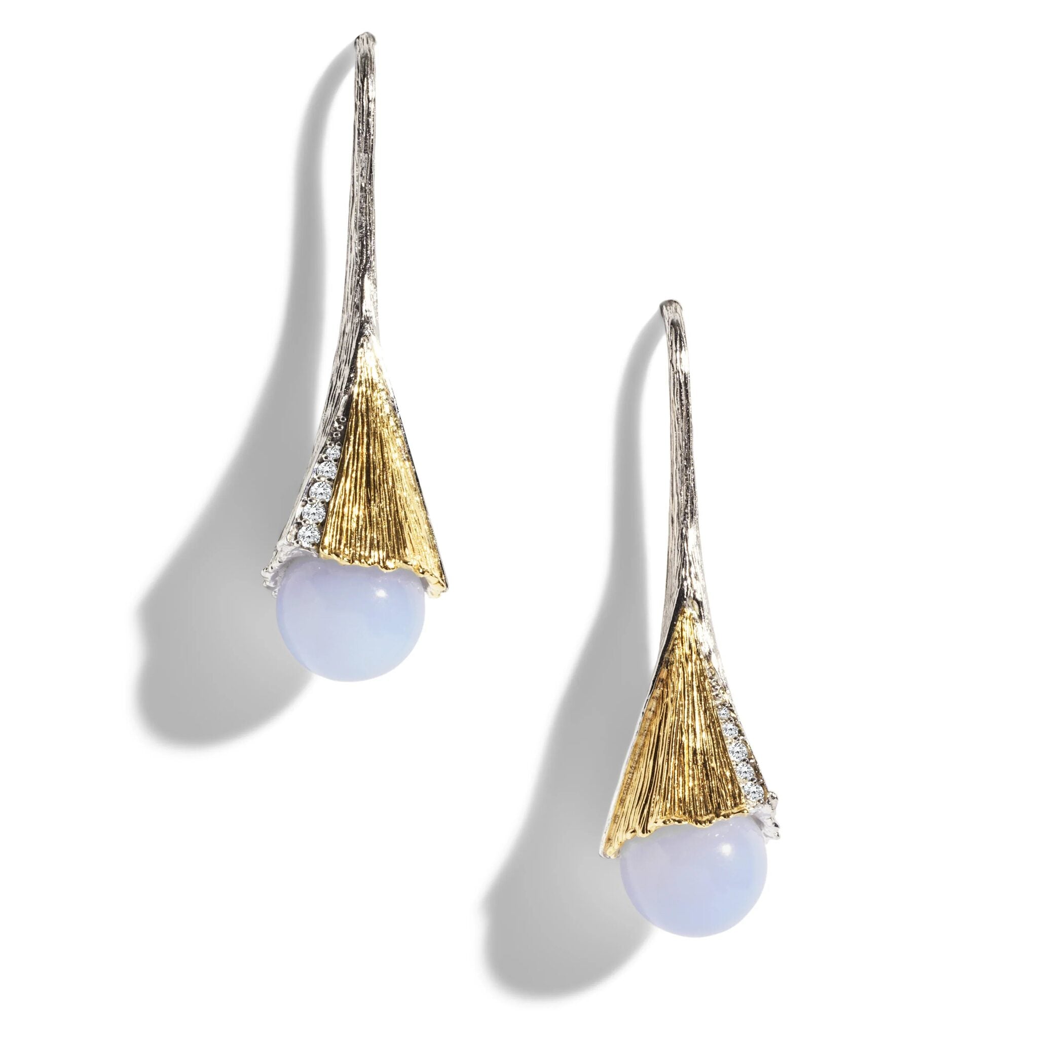 Michael Aram Butterfly Ginkgo Earrings with Chalcedony and Diamonds