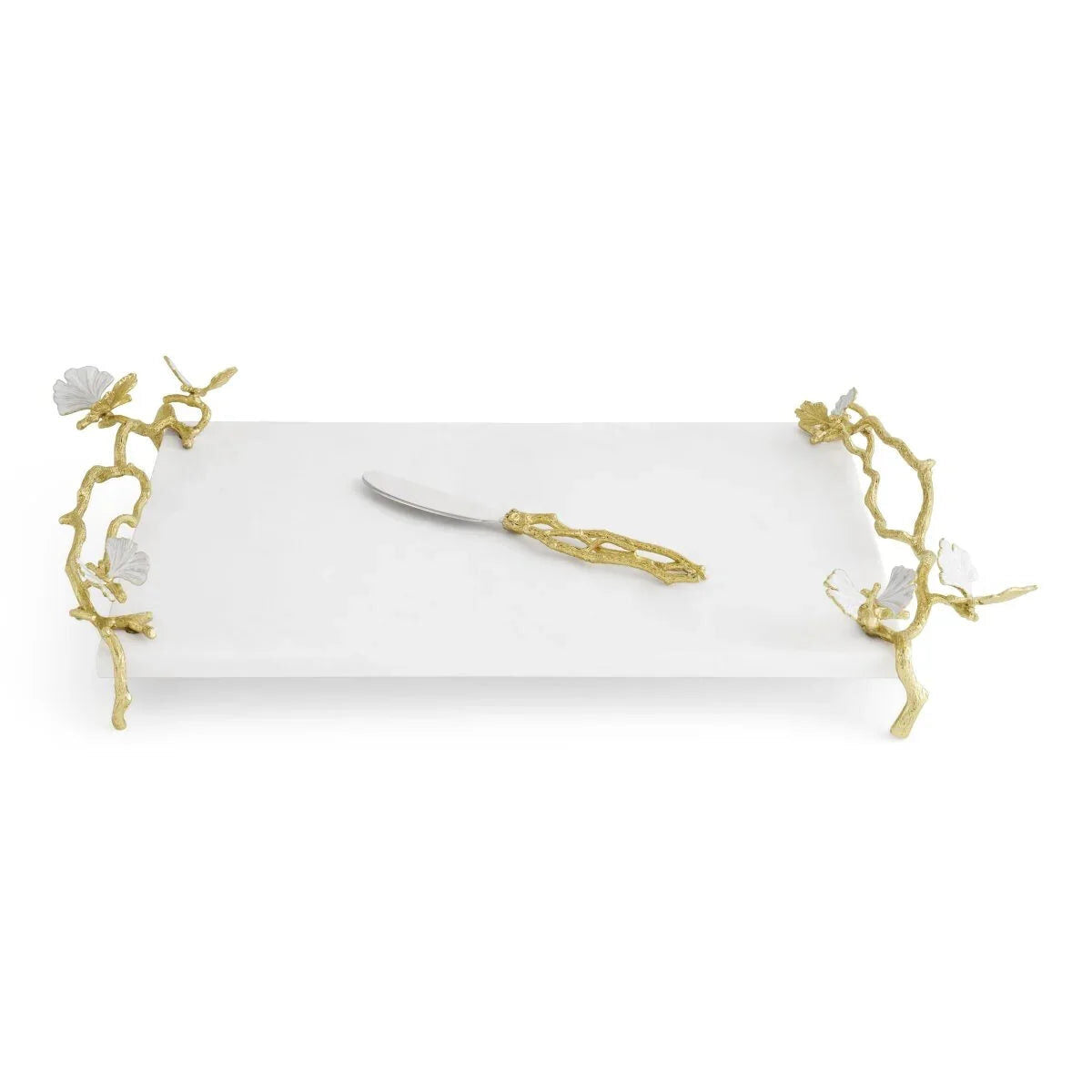 Michael Aram Butterfly Ginkgo Gold Cheese Board with Spreader Cheese Plate
