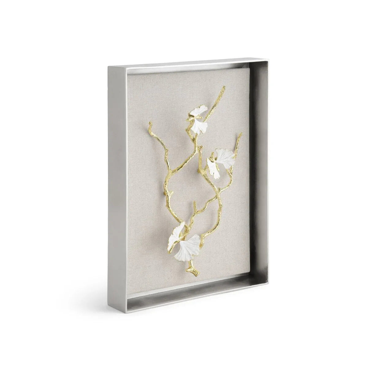 Michael Aram Butterfly Ginkgo Gold Fabric Shadow Box Wall Sculpture