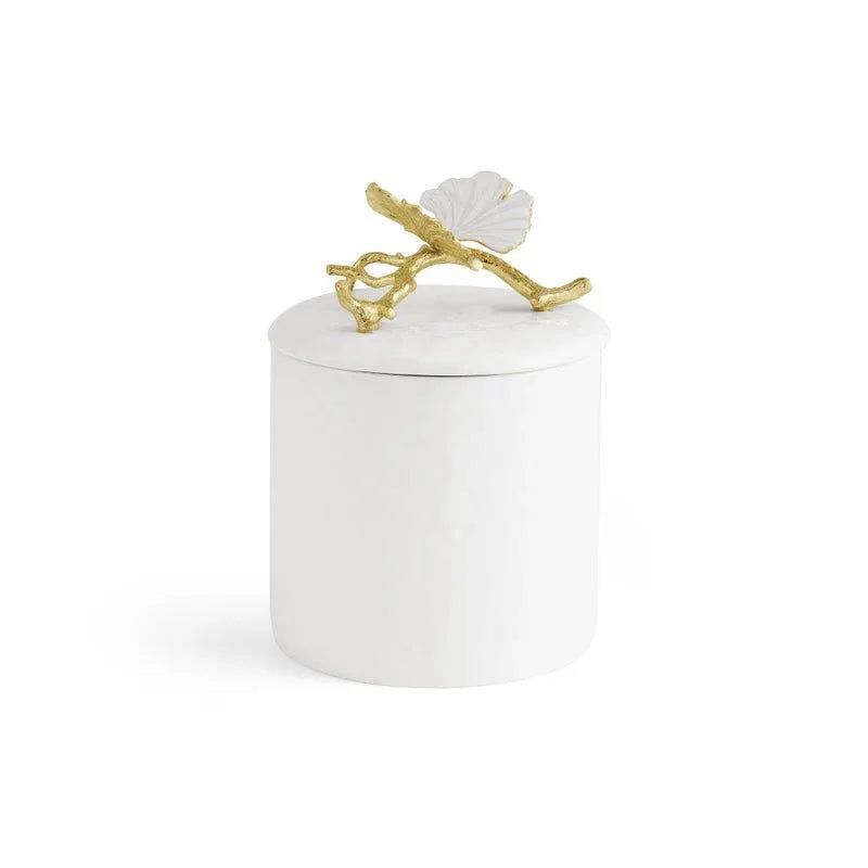 Michael Aram Butterfly Ginkgo Gold Porcelain Canister Decorative Jar — Small